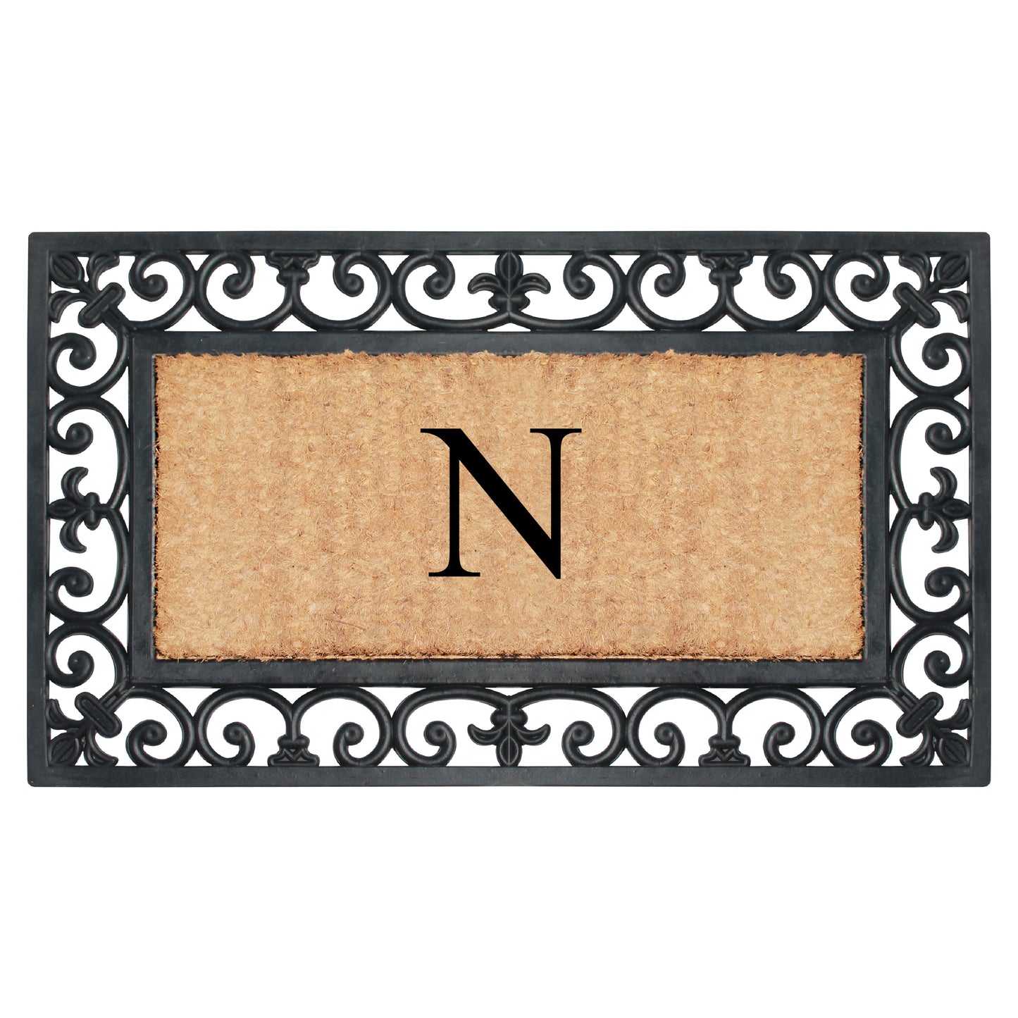A1HC Natural Rubber & Coir 18x30, Monogrammed Doormat For Outdoor Entrance, Anti-Shed Treated Mat