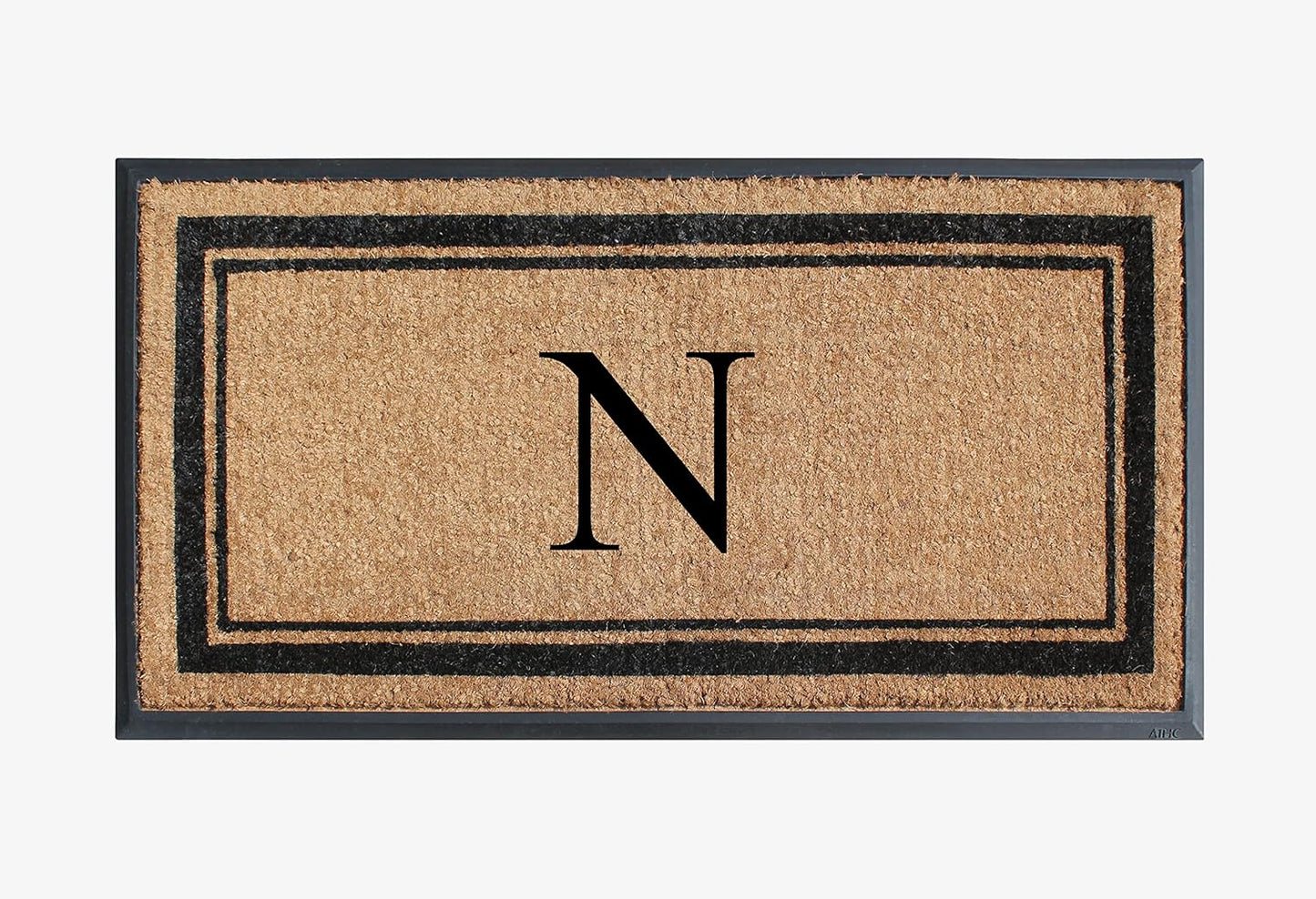 A1HC Natural Rubber Coir Outdoor Doormat 24x48 Monogrammed Anti-Shed Treated Durable Front Door Mat