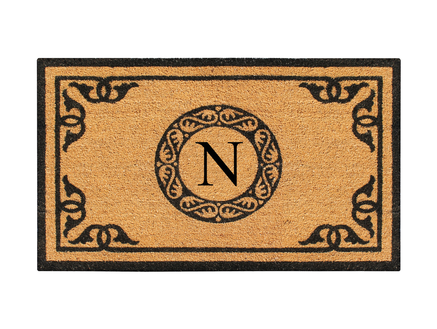 A1HC Natural Coir Door Mat 24x39, Anti-Shed Treated Durable Doormat for Outdoor Entrance Monogrammed