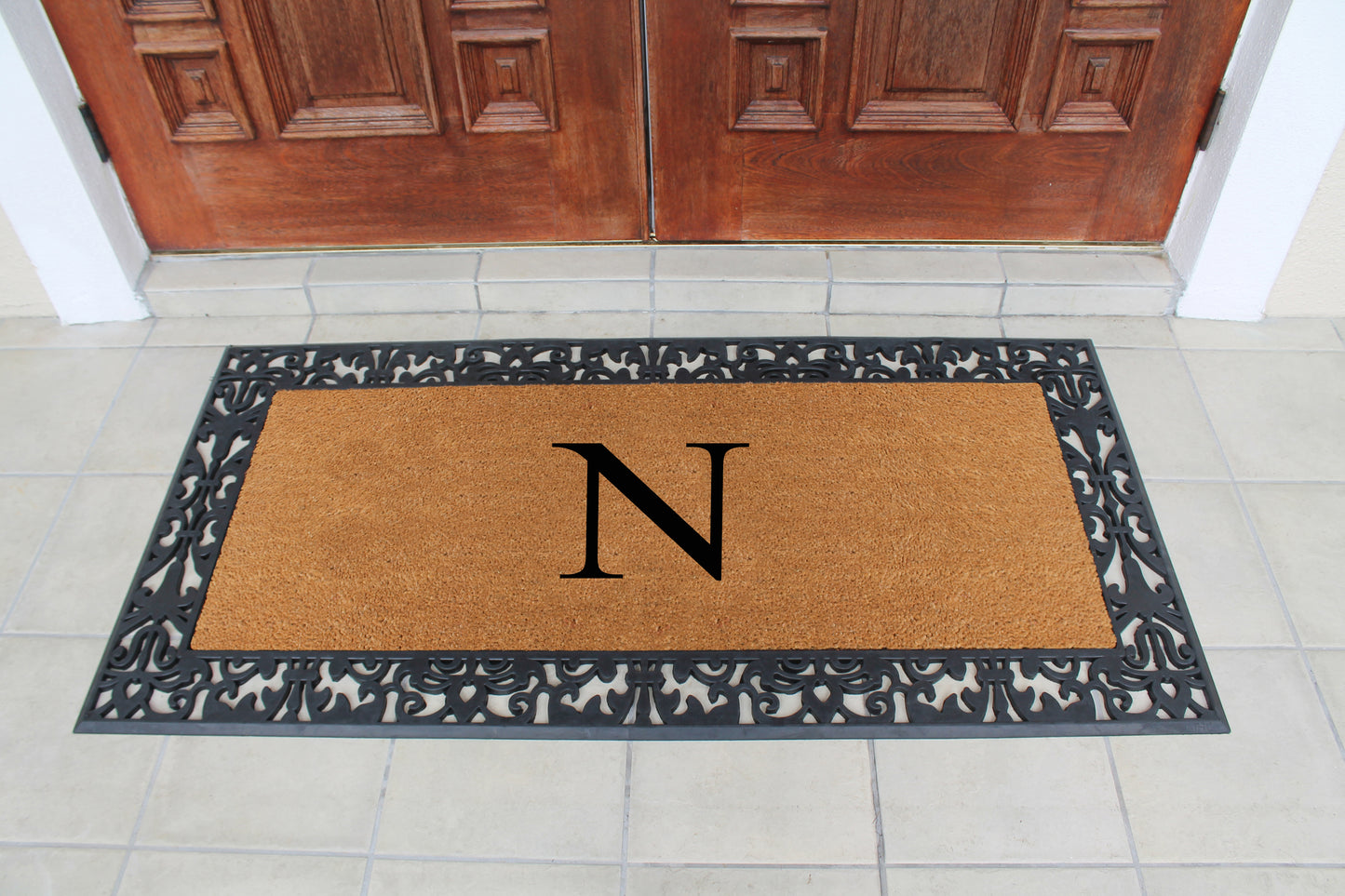 A1HC Natural Coir Monogrammed Outdoor Entrance Door Mat 30X60, Anti-Shed Treated Durable Doormat