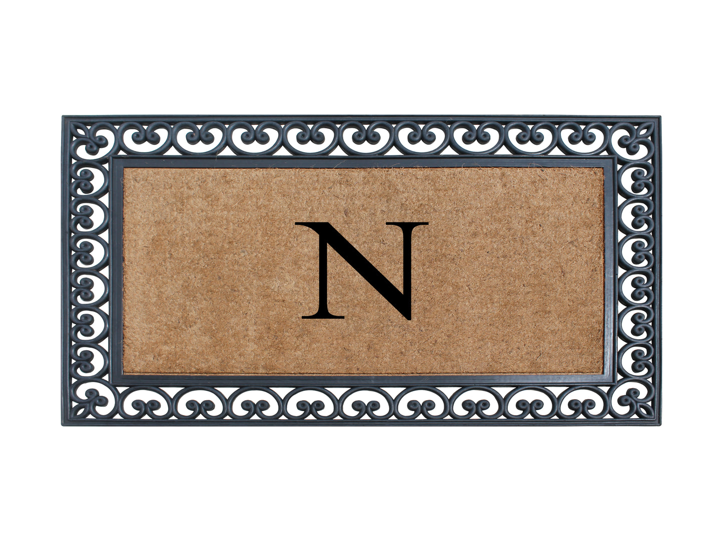A1HC Natural Rubber & Coir 30x48, Monogrammed Doormat For Outdoor Entrance, Anti-Shed Treated Mat