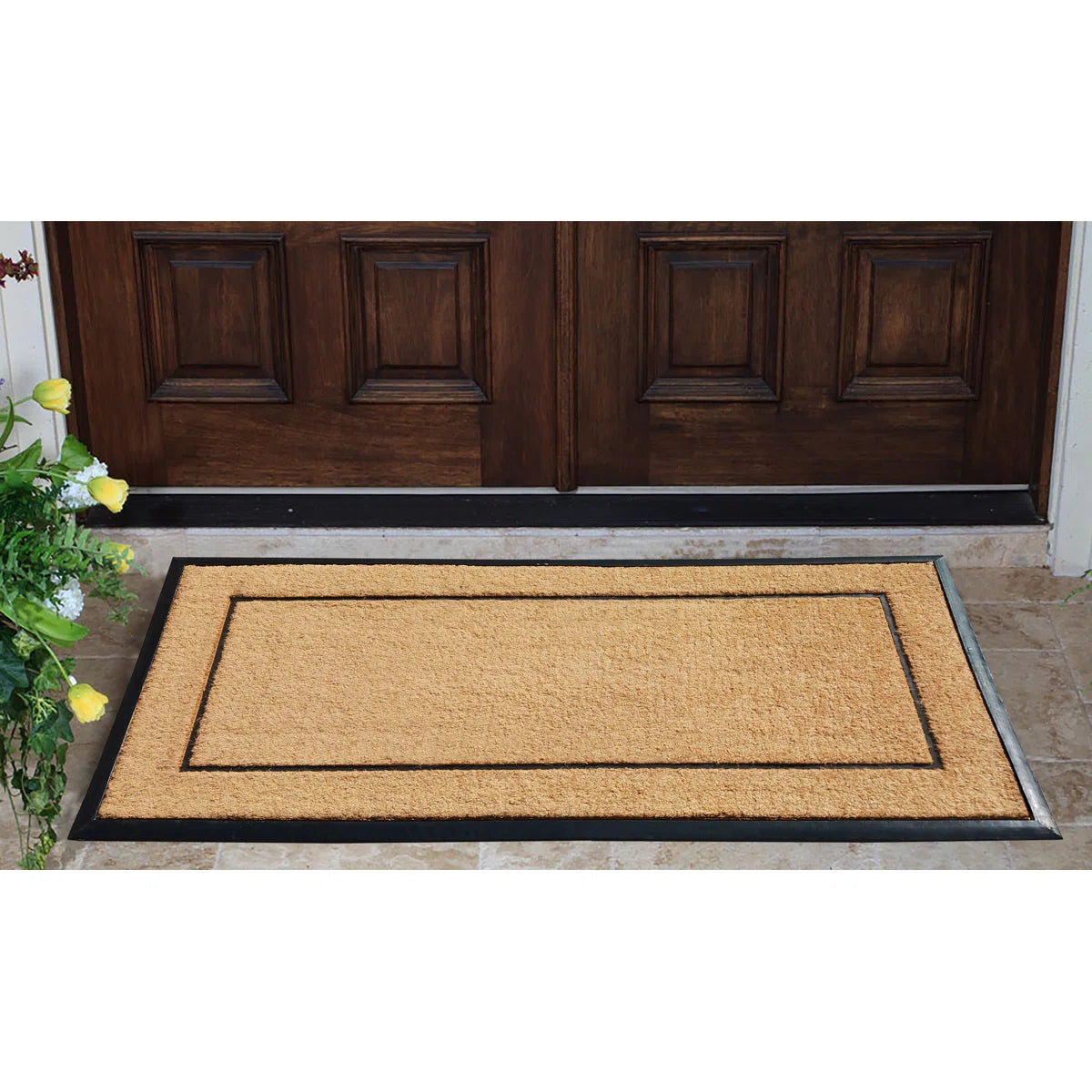 A1HC Natural Coir & Rubber Door Mat, 30"x60", Anti-Shed, Fade-Resistant Outdoor Entrance Doormat