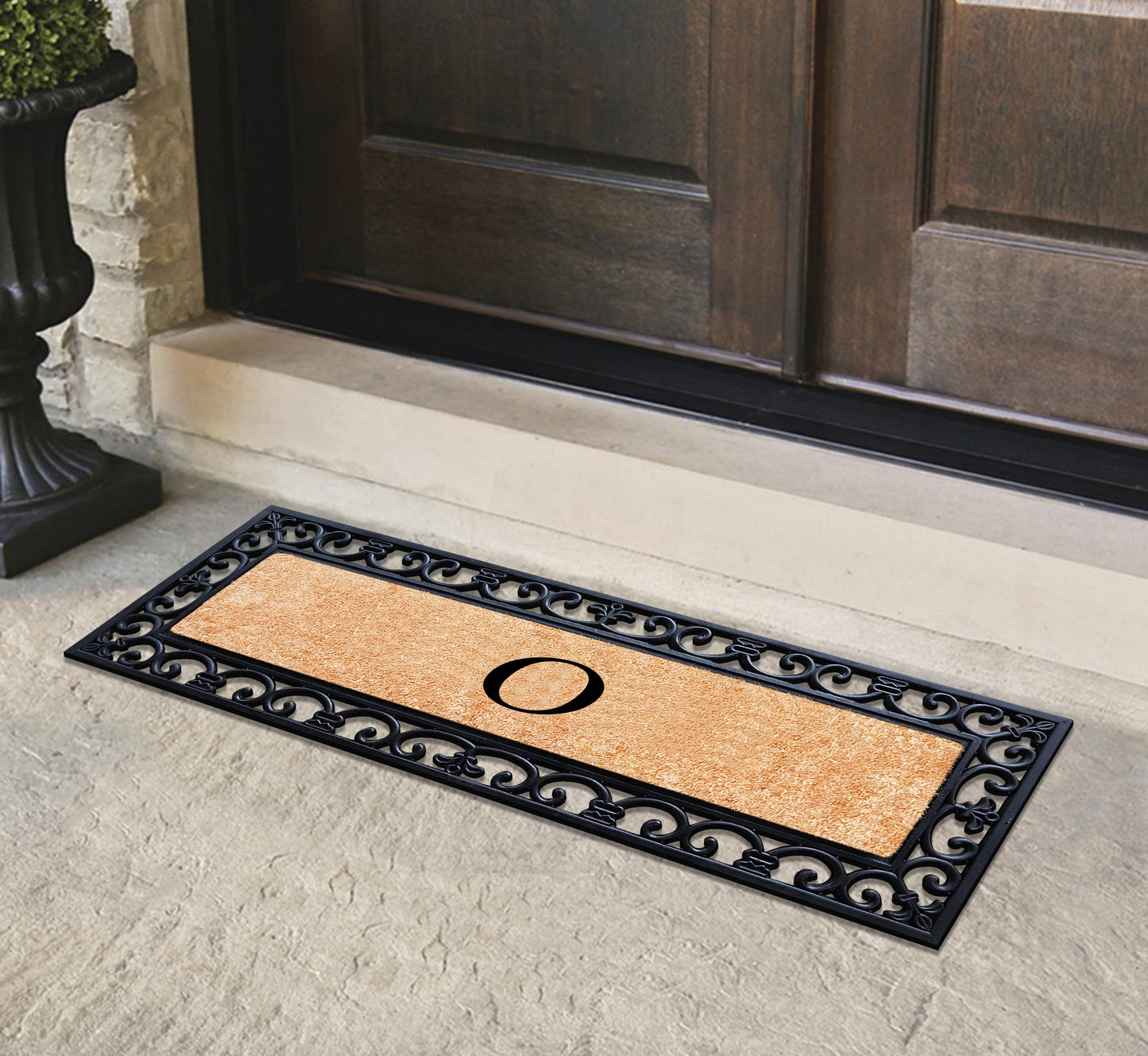 A1HC Rubber Coir Doormat For Outdoor Entrance, Anti-Shed Treated Front Door Mat 18x48, Monogrammed