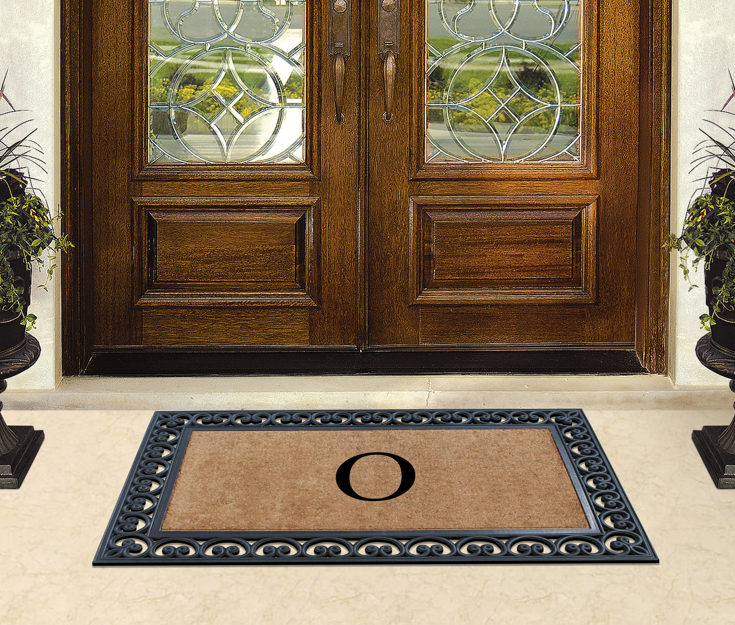 A1HC Natural Rubber & Coir 30x48, Monogrammed Doormat For Outdoor Entrance, Anti-Shed Treated Mat