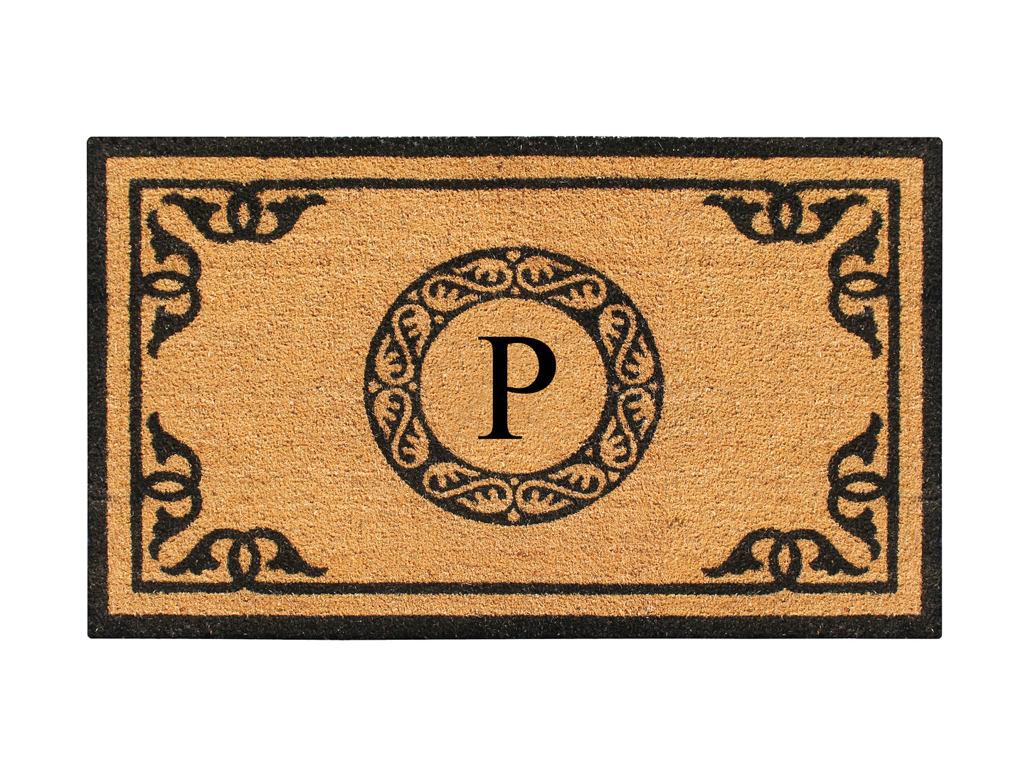 A1HC Natural Coir Door Mat 24x39, Anti-Shed Treated Durable Doormat for Outdoor Entrance Monogrammed