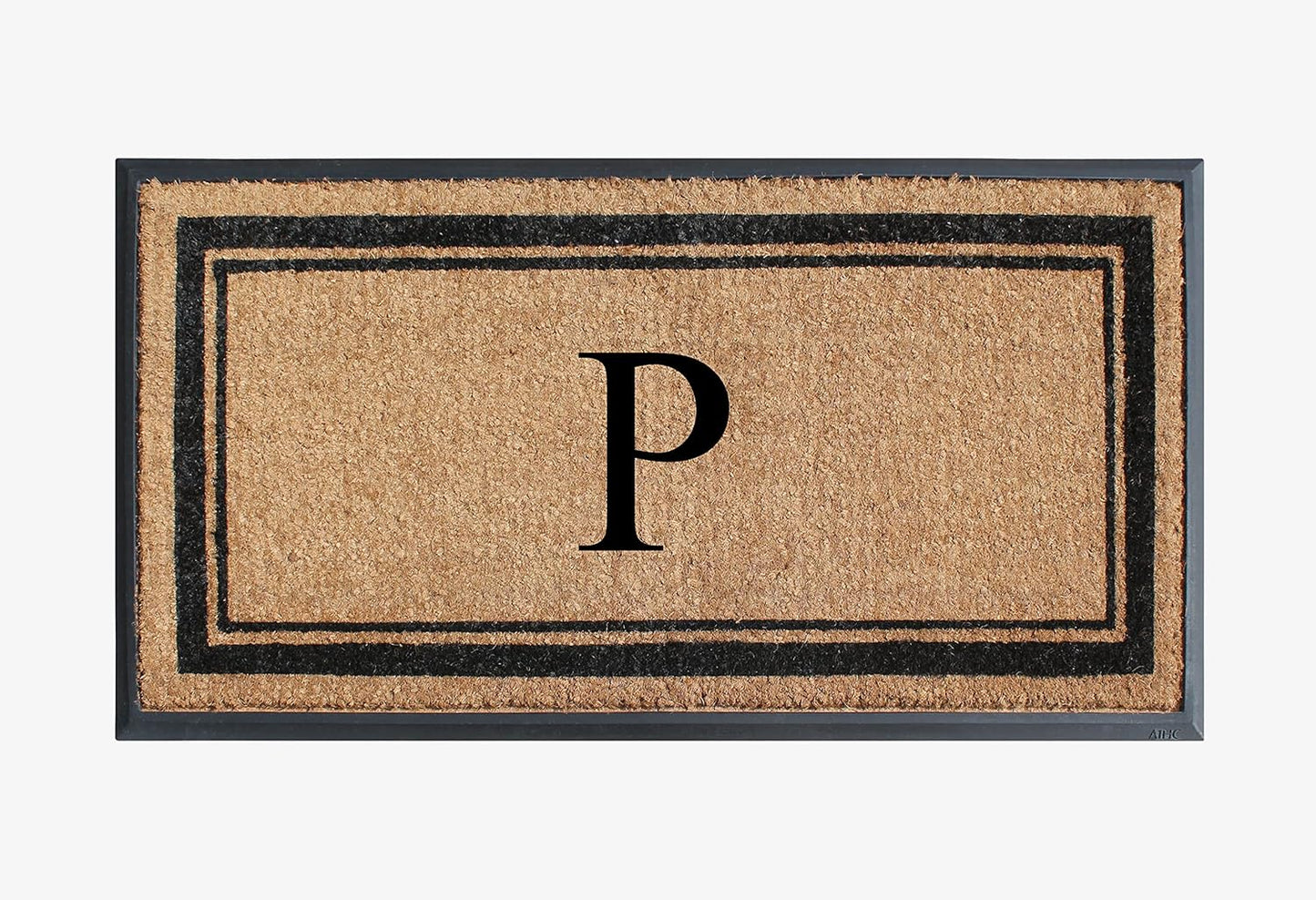 A1HC Natural Rubber Coir Outdoor Doormat 24x48 Monogrammed Anti-Shed Treated Durable Front Door Mat