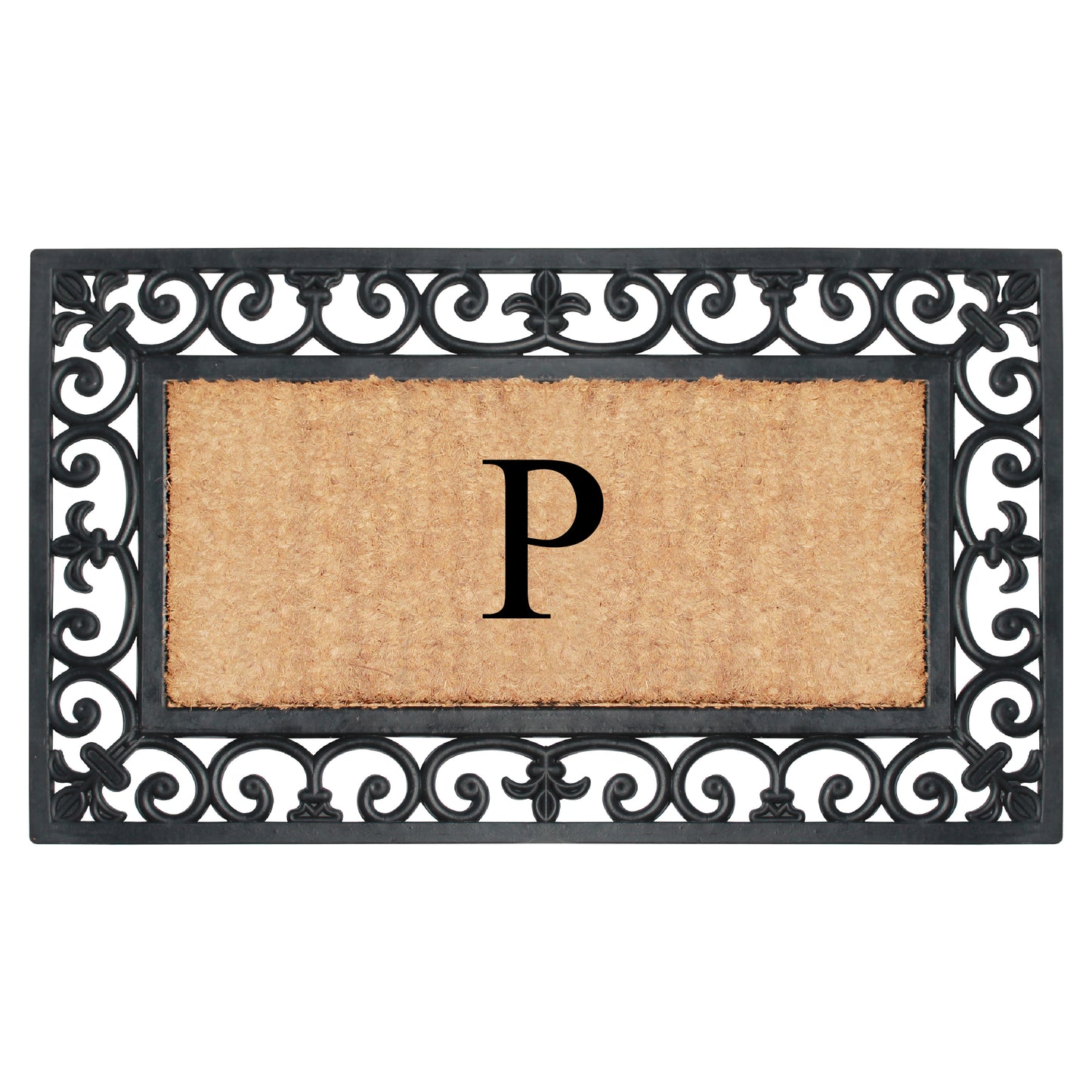 A1HC Natural Rubber & Coir 18x30, Monogrammed Doormat For Outdoor Entrance, Anti-Shed Treated Mat
