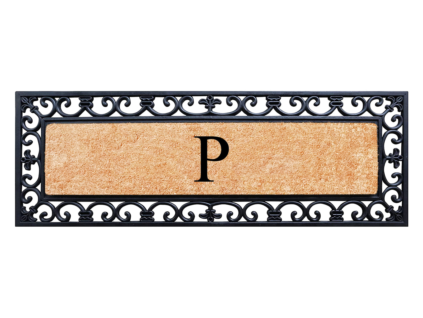 A1HC Rubber Coir Doormat For Outdoor Entrance, Anti-Shed Treated Front Door Mat 18x48, Monogrammed