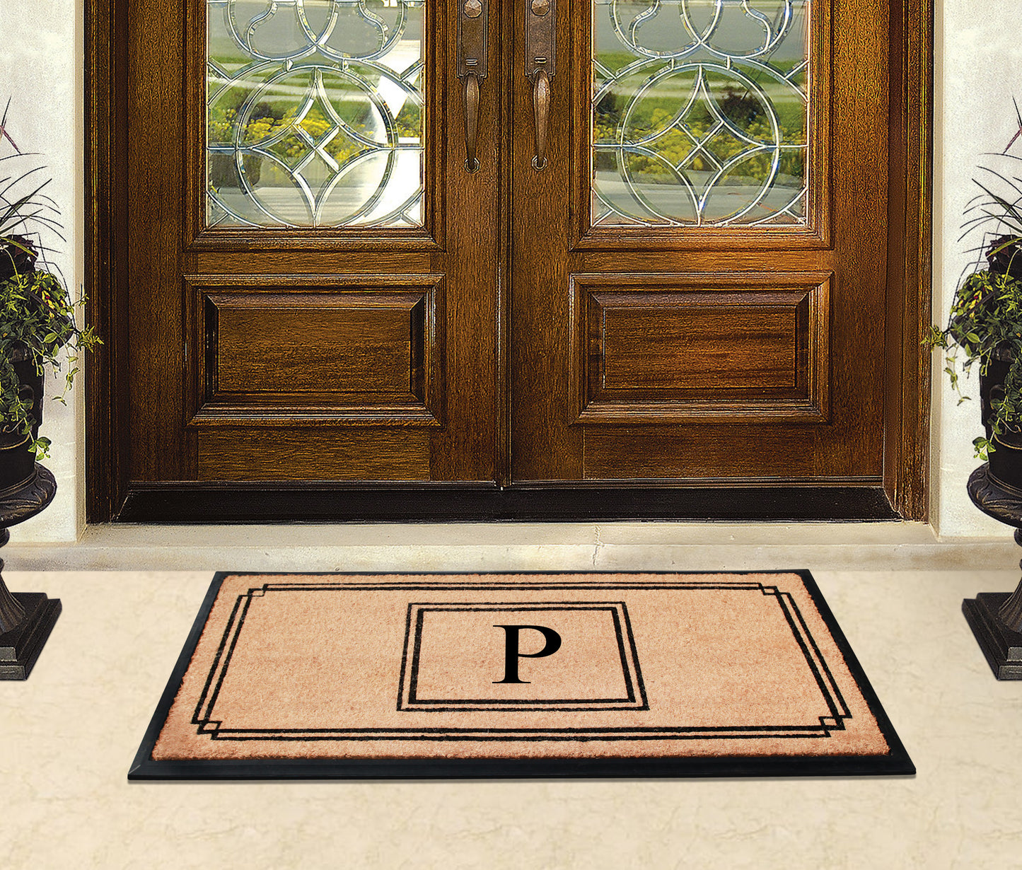 A1HC Natural Coir Monogrammed Heavy Duty Entrance Door Mat 24X48, Anti-Shed Treated Durable Doormat