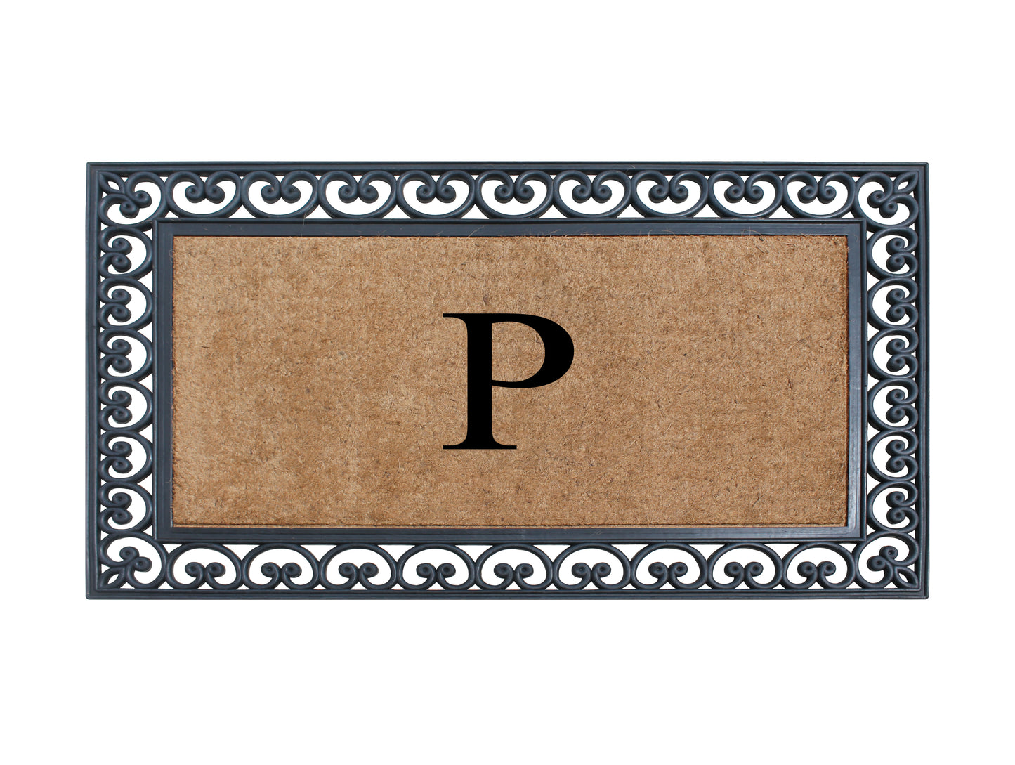 A1HC Natural Rubber & Coir 30x48, Monogrammed Doormat For Outdoor Entrance, Anti-Shed Treated Mat