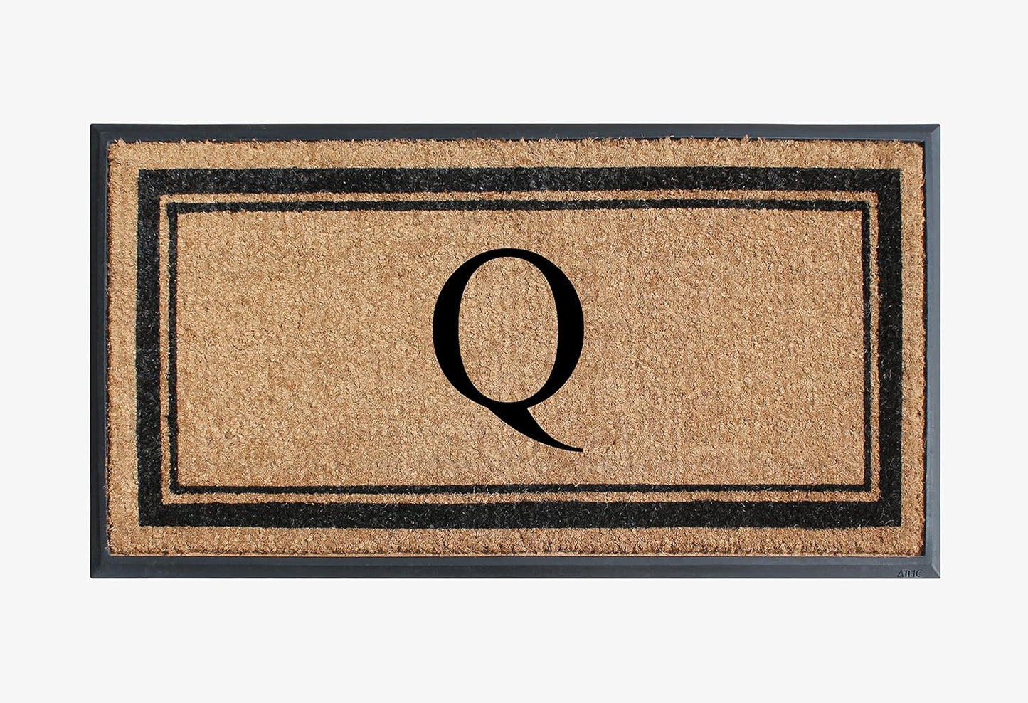 A1HC Natural Rubber Coir Outdoor Doormat 24x48 Monogrammed Anti-Shed Treated Durable Front Door Mat