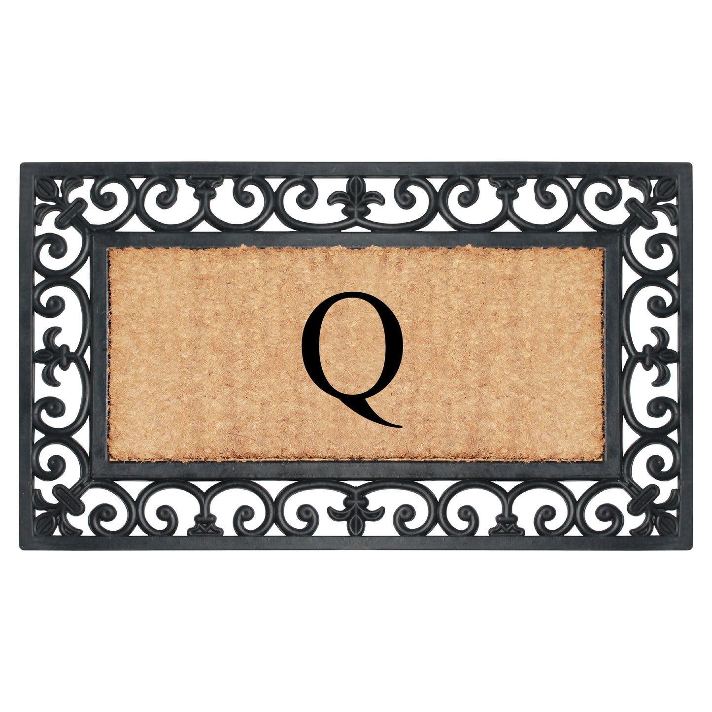A1HC Natural Rubber & Coir 18x30, Monogrammed Doormat For Outdoor Entrance, Anti-Shed Treated Mat