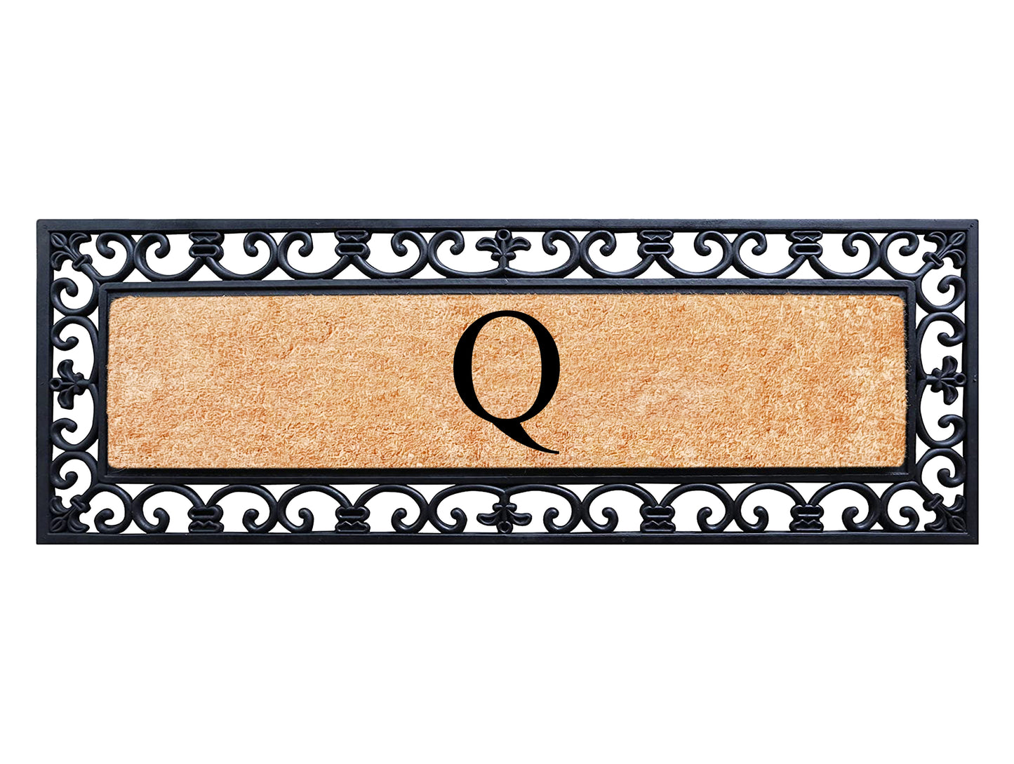 A1HC Rubber Coir Doormat For Outdoor Entrance, Anti-Shed Treated Front Door Mat 18x48, Monogrammed