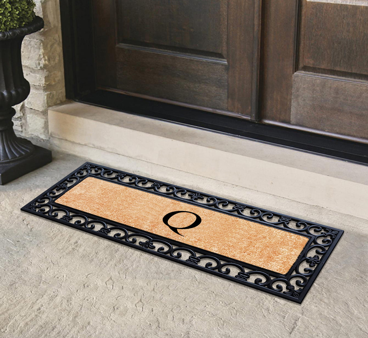 A1HC Rubber Coir Doormat For Outdoor Entrance, Anti-Shed Treated Front Door Mat 18x48, Monogrammed