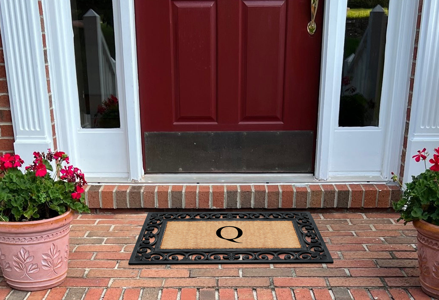 A1HC Natural Rubber & Coir 18x30, Monogrammed Doormat For Outdoor Entrance, Anti-Shed Treated Mat