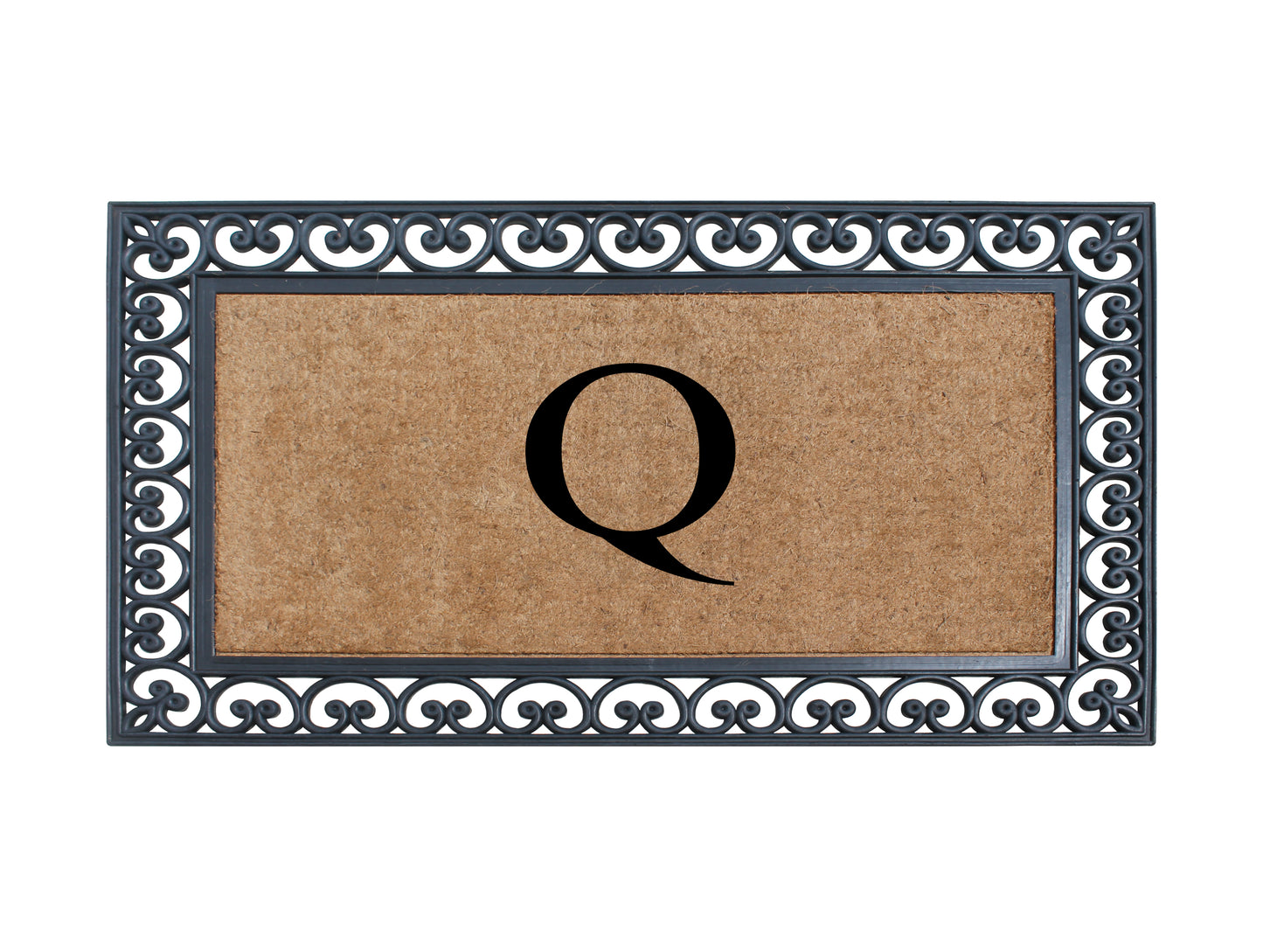 A1HC Natural Rubber & Coir 30x48, Monogrammed Doormat For Outdoor Entrance, Anti-Shed Treated Mat