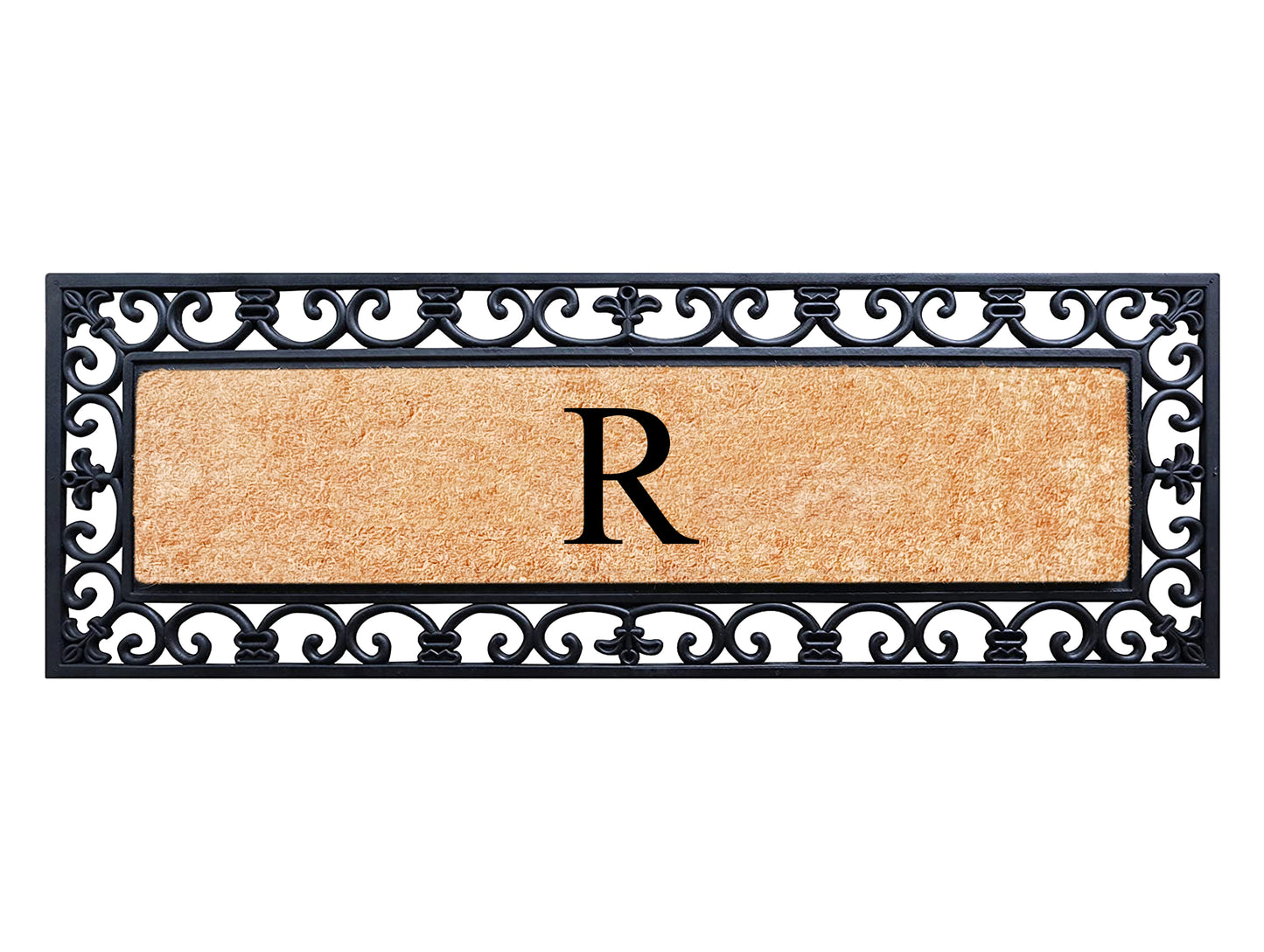 A1HC Rubber Coir Doormat For Outdoor Entrance, Anti-Shed Treated Front Door Mat 18x48, Monogrammed