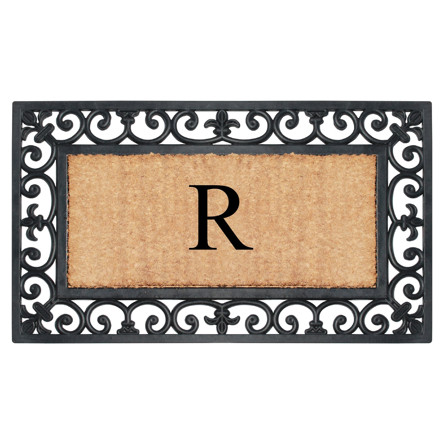 A1HC Natural Rubber & Coir 18x30, Monogrammed Doormat For Outdoor Entrance, Anti-Shed Treated Mat