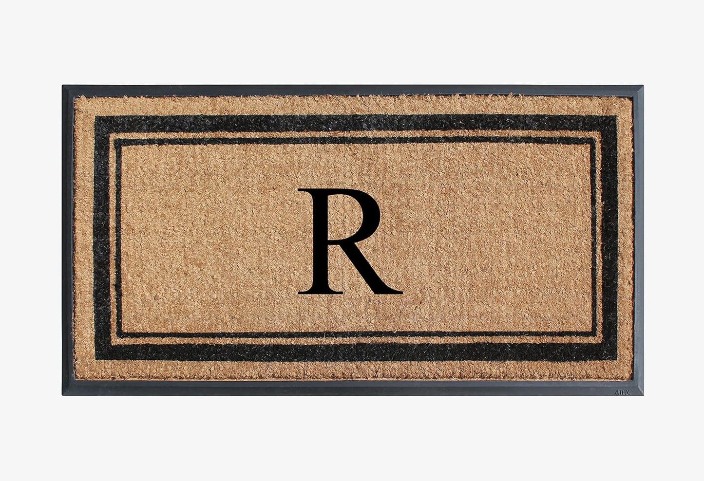 A1HC Natural Rubber Coir Outdoor Doormat 24x48 Monogrammed Anti-Shed Treated Durable Front Door Mat