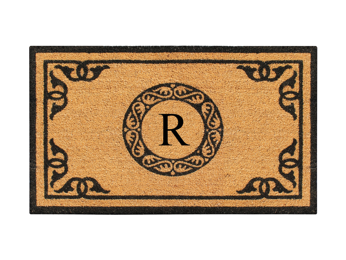 A1HC Natural Coir Door Mat 24x39, Anti-Shed Treated Durable Doormat for Outdoor Entrance Monogrammed