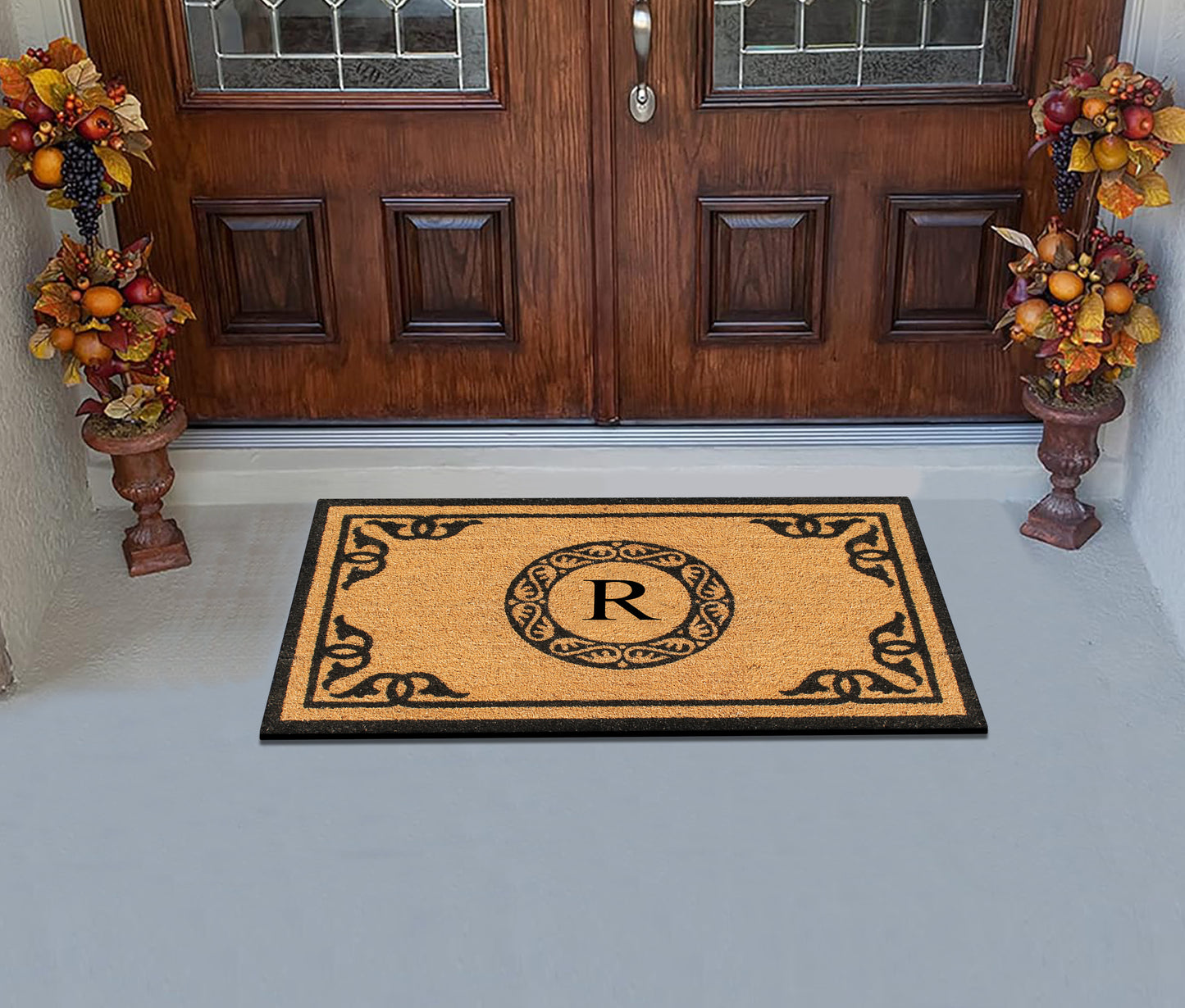 A1HC Natural Coir Door Mat 24x39, Anti-Shed Treated Durable Doormat for Outdoor Entrance Monogrammed