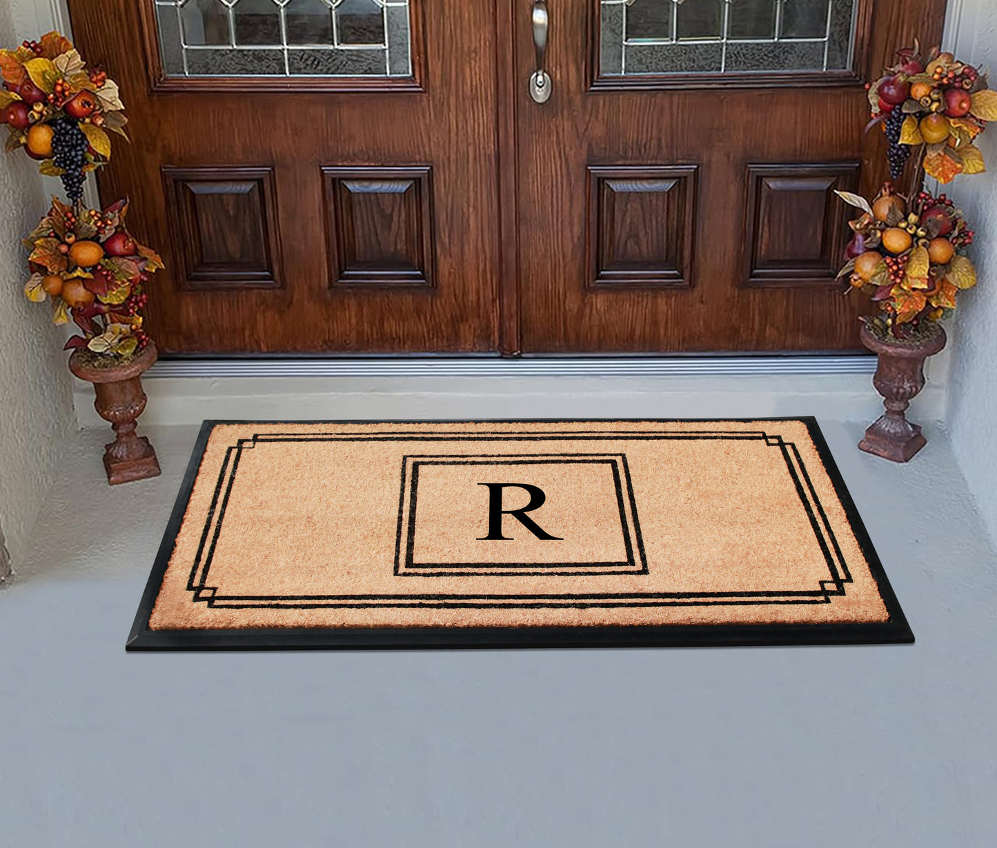 A1HC Natural Coir Monogrammed Heavy Duty Entrance Door Mat 24X48, Anti-Shed Treated Durable Doormat