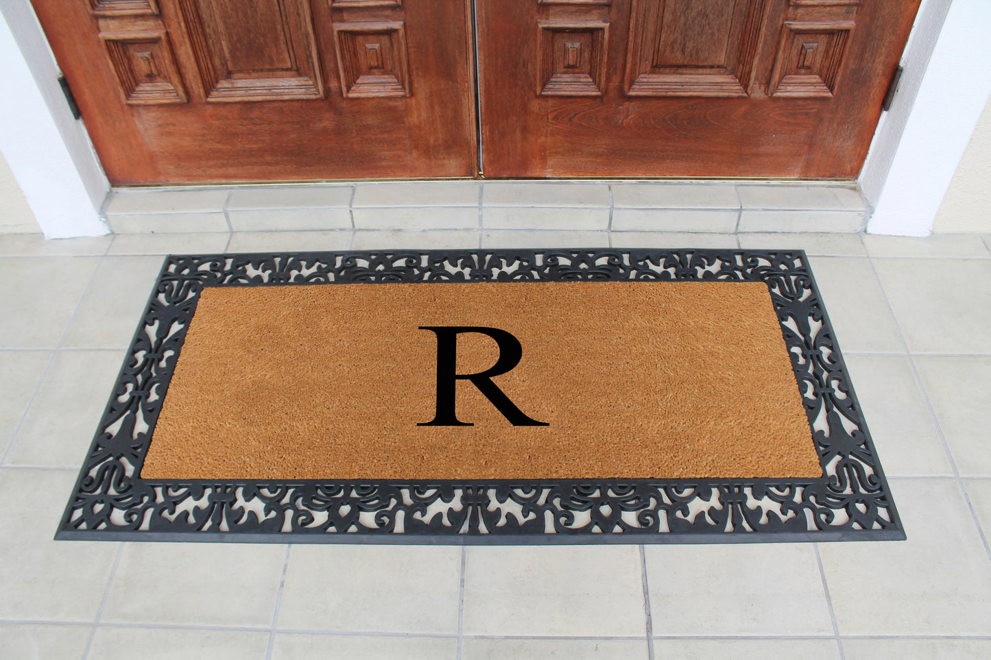 A1HC Natural Coir Monogrammed Outdoor Entrance Door Mat 30X60, Anti-Shed Treated Durable Doormat