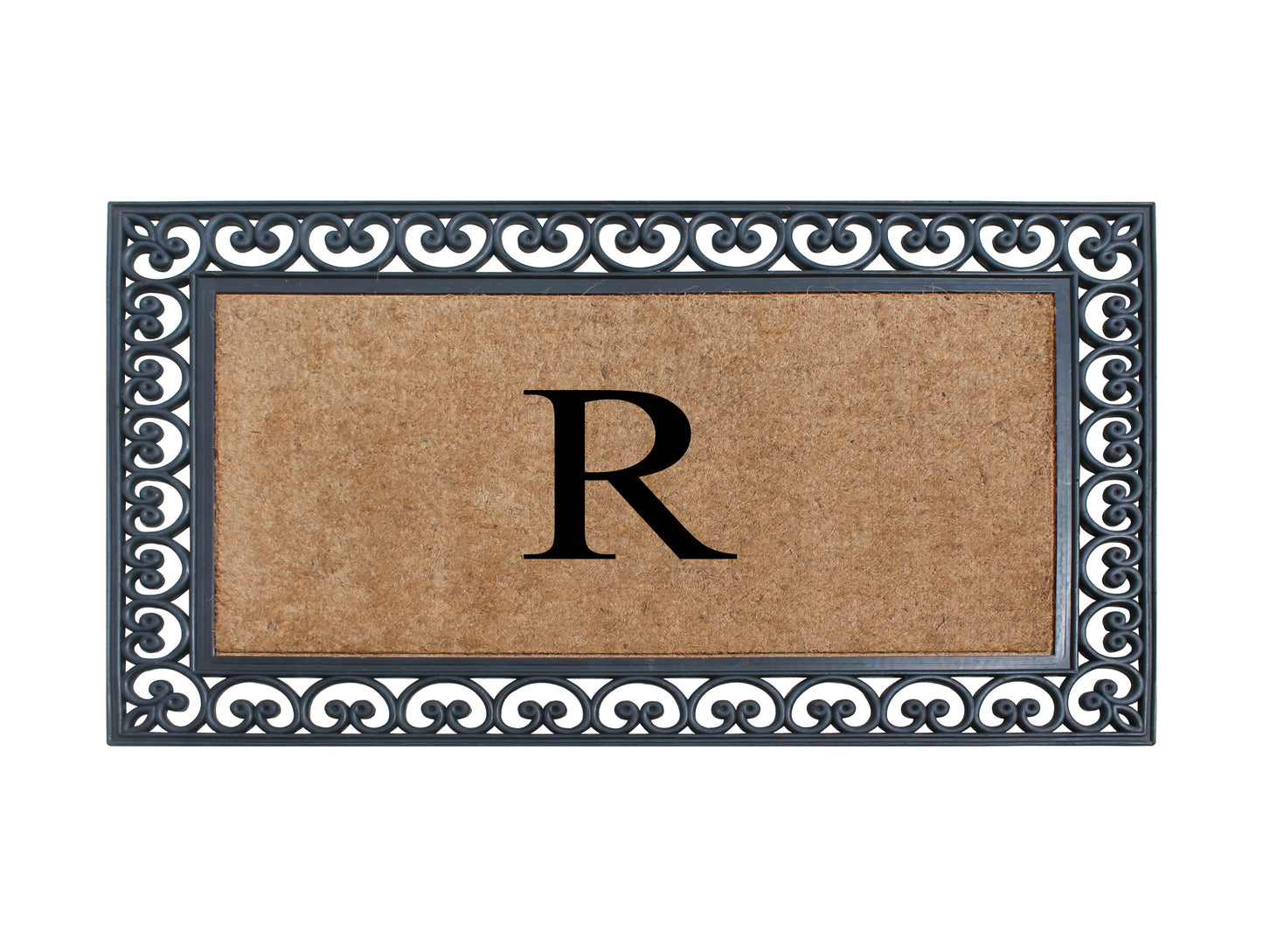 A1HC Natural Rubber & Coir 30x48, Monogrammed Doormat For Outdoor Entrance, Anti-Shed Treated Mat