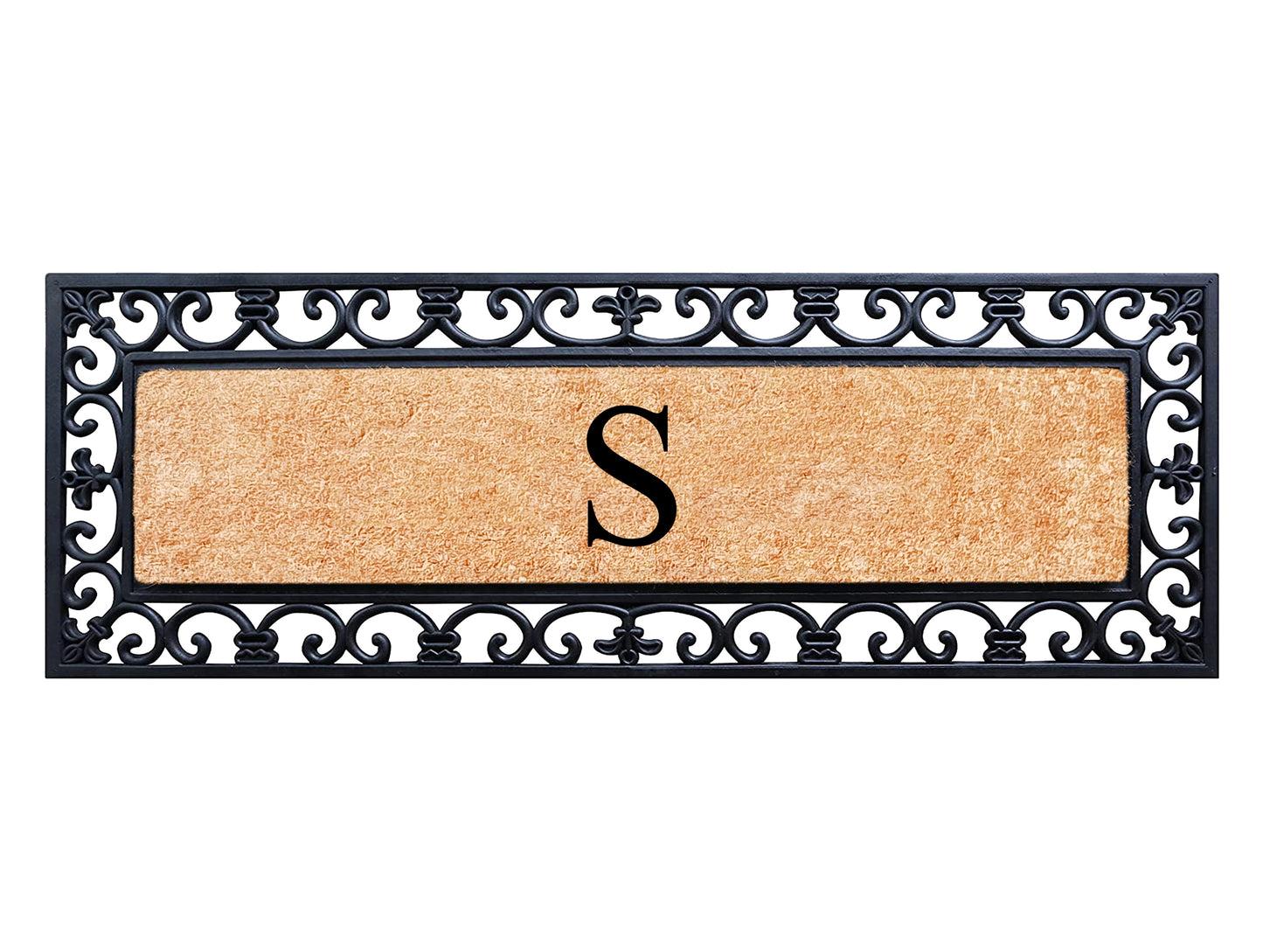 A1HC Rubber Coir Doormat For Outdoor Entrance, Anti-Shed Treated Front Door Mat 18x48, Monogrammed