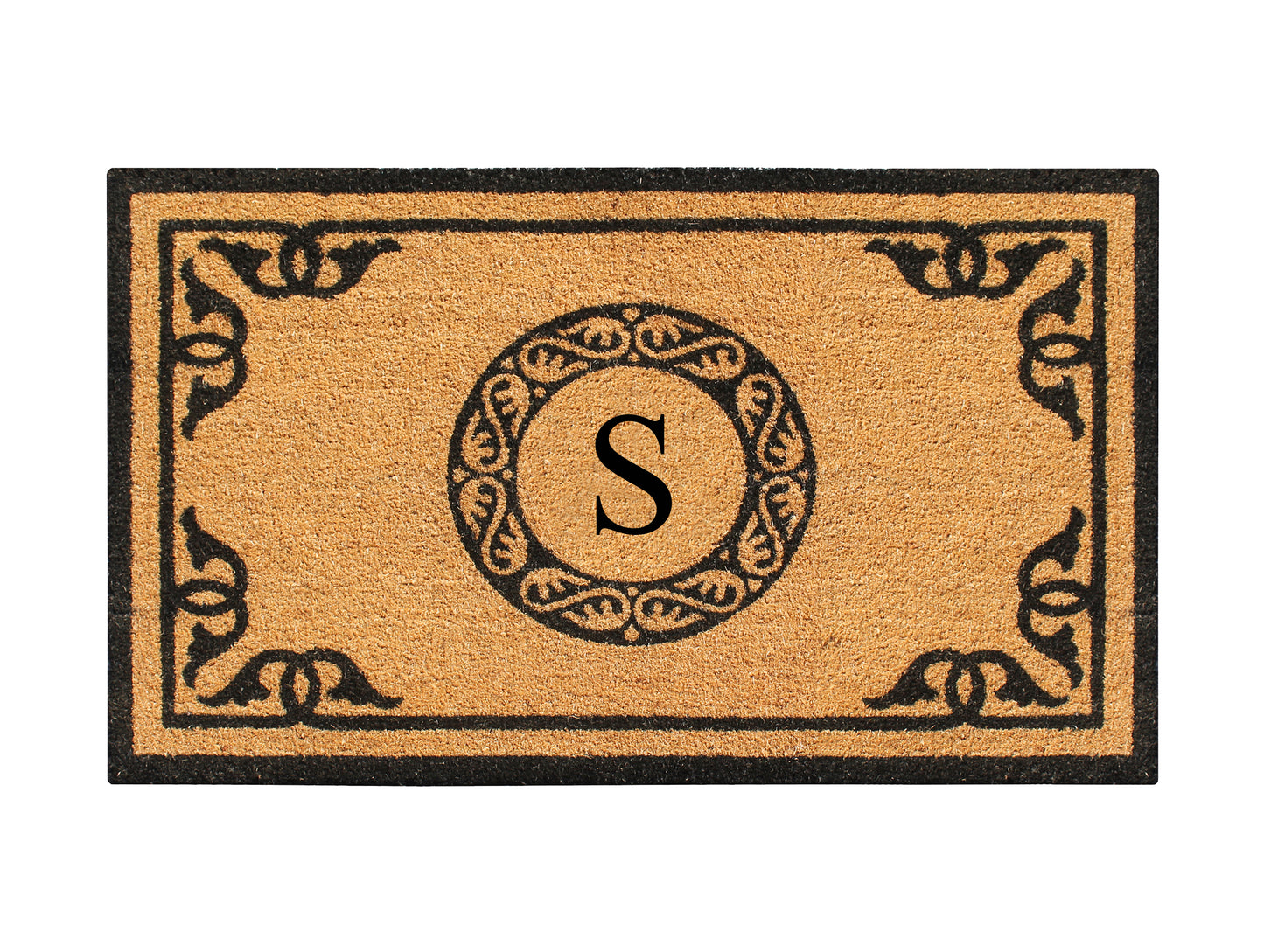 A1HC Natural Coir Door Mat 24x39, Anti-Shed Treated Durable Doormat for Outdoor Entrance Monogrammed