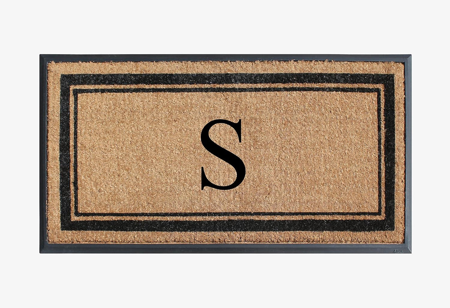 A1HC Natural Rubber Coir Outdoor Doormat 24x48 Monogrammed Anti-Shed Treated Durable Front Door Mat