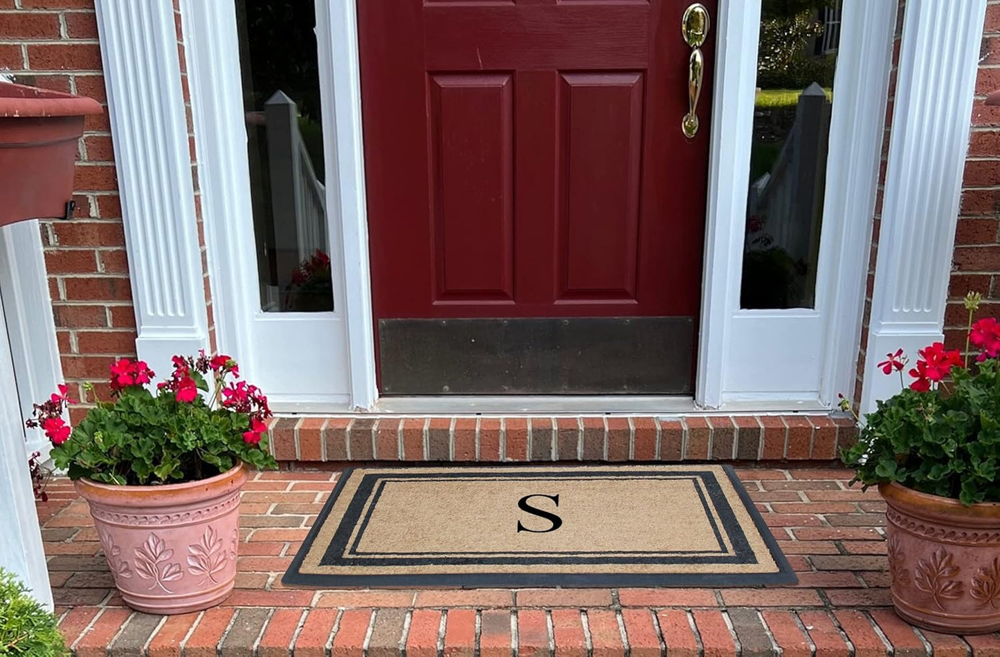 A1HC Natural Rubber Coir Outdoor Doormat 24x48 Monogrammed Anti-Shed Treated Durable Front Door Mat