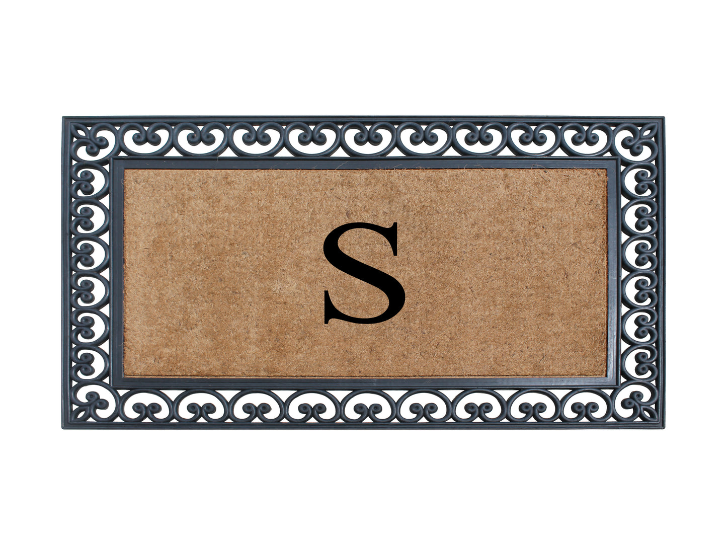 A1HC Natural Rubber & Coir 30x48, Monogrammed Doormat For Outdoor Entrance, Anti-Shed Treated Mat