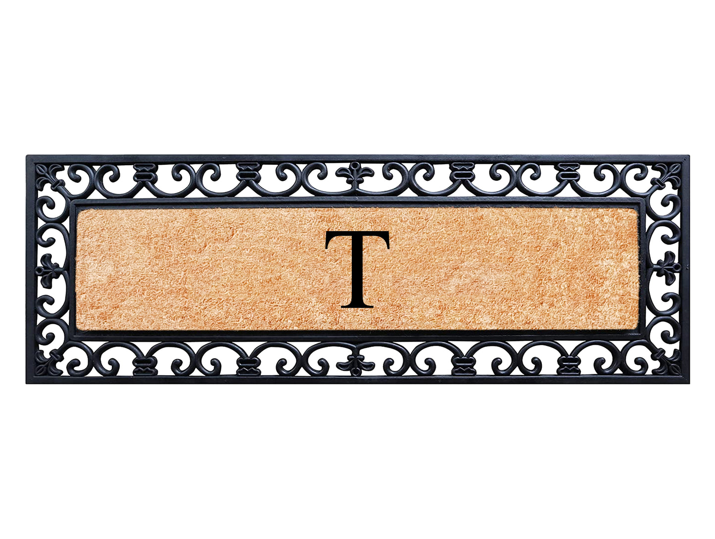 A1HC Rubber Coir Doormat For Outdoor Entrance, Anti-Shed Treated Front Door Mat 18x48, Monogrammed