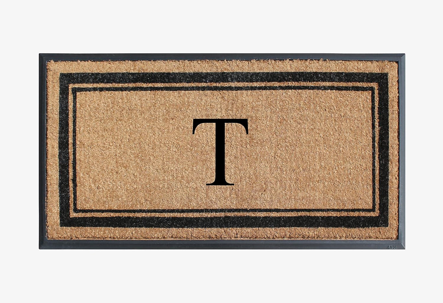 A1HC Natural Rubber Coir Outdoor Doormat 24x48 Monogrammed Anti-Shed Treated Durable Front Door Mat