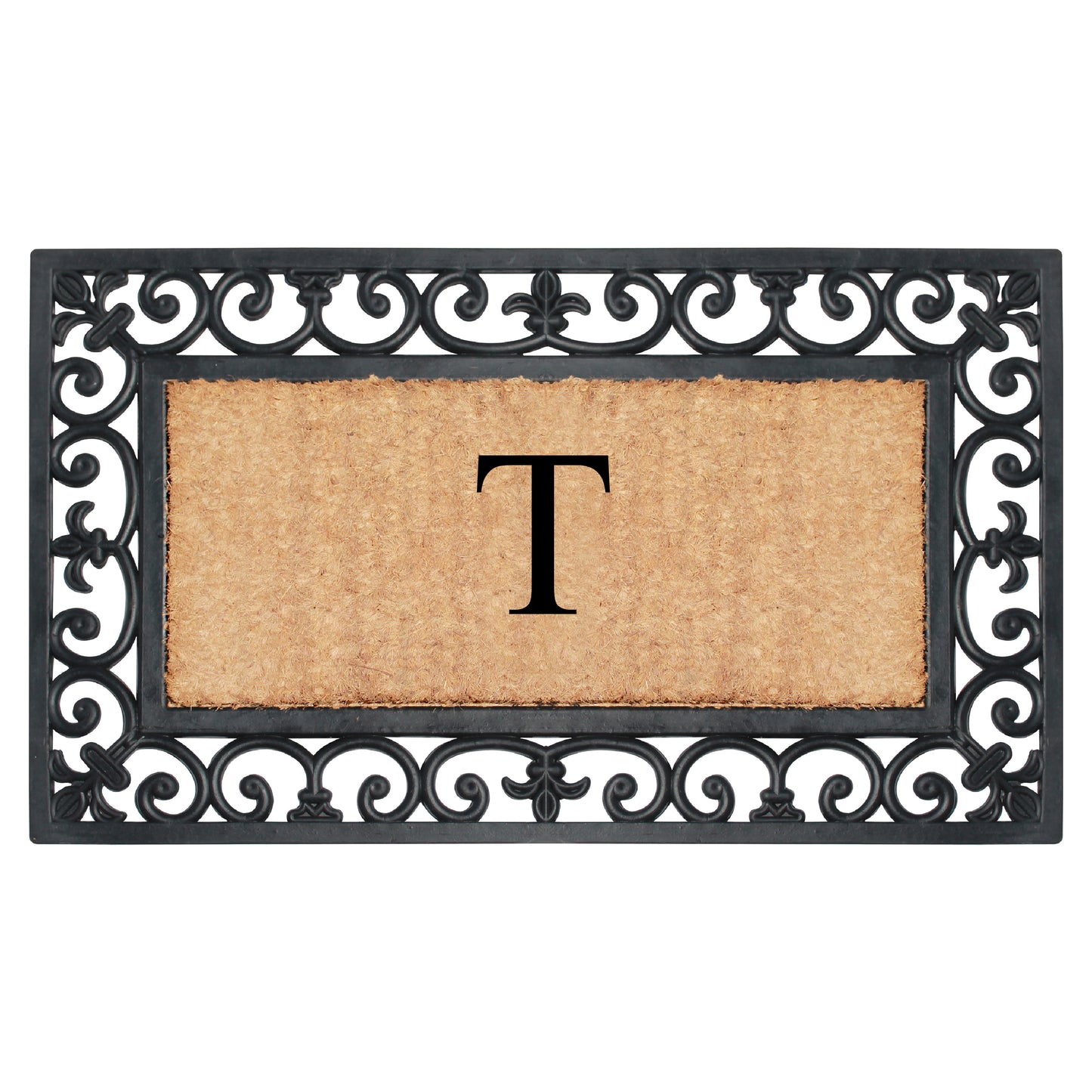 A1HC Natural Rubber & Coir 18x30, Monogrammed Doormat For Outdoor Entrance, Anti-Shed Treated Mat