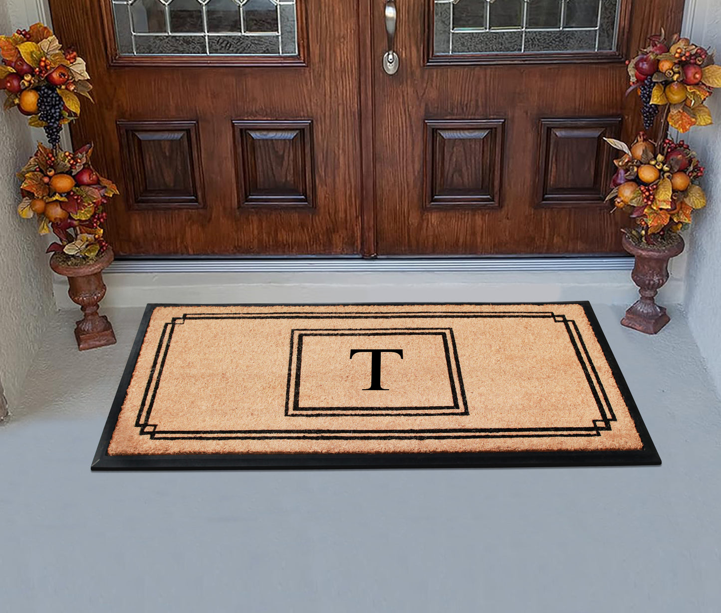 A1HC Natural Coir Monogrammed Heavy Duty Entrance Door Mat 24X48, Anti-Shed Treated Durable Doormat