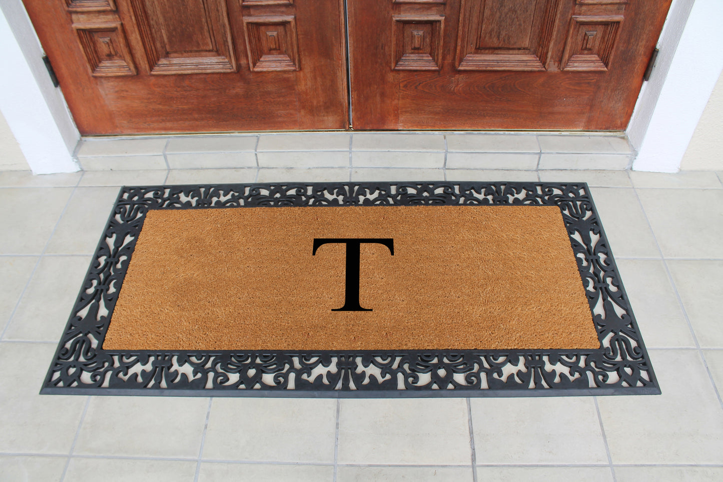 A1HC Natural Coir Monogrammed Outdoor Entrance Door Mat 30X60, Anti-Shed Treated Durable Doormat