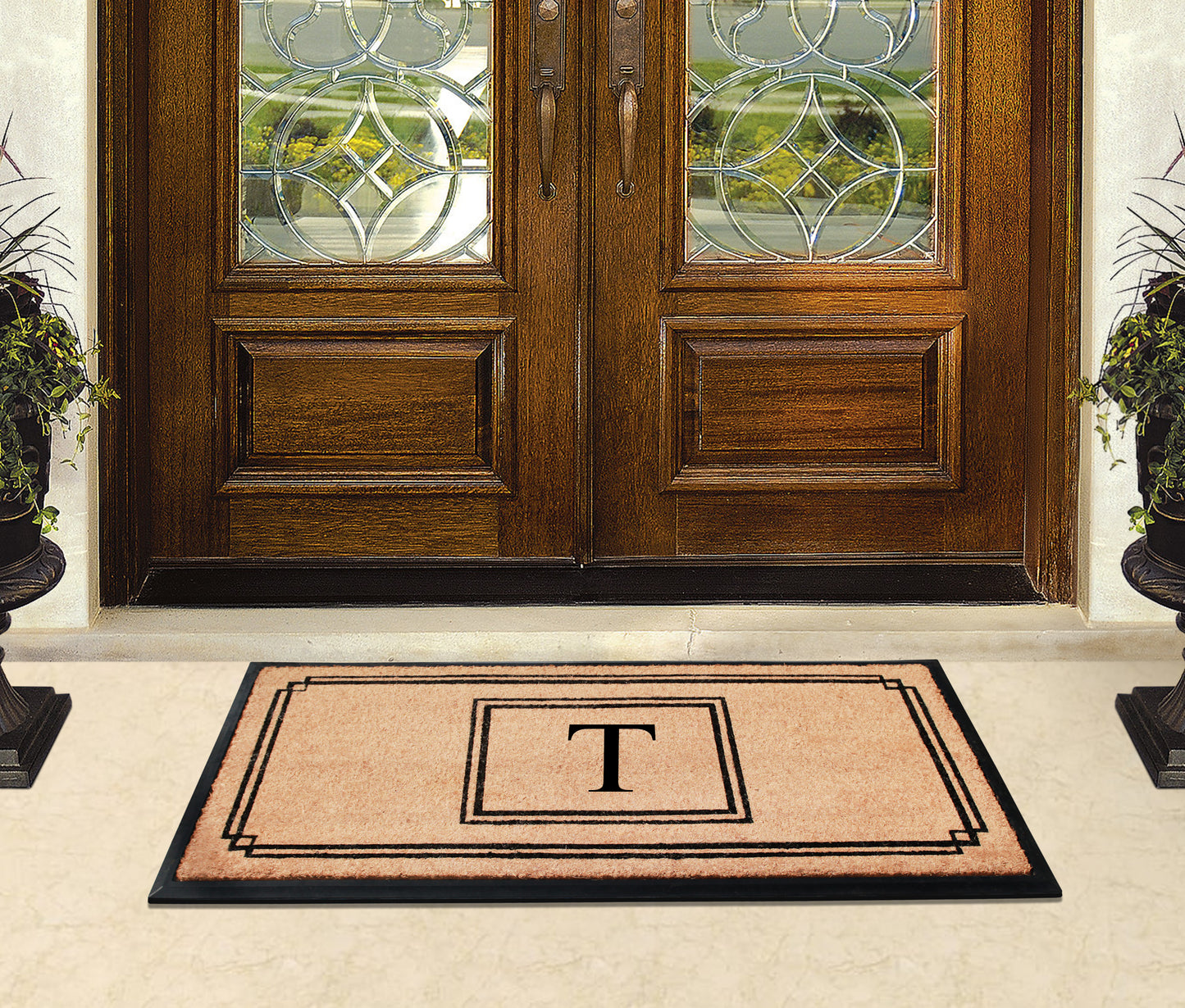 A1HC Natural Coir Monogrammed Heavy Duty Entrance Door Mat 24X48, Anti-Shed Treated Durable Doormat