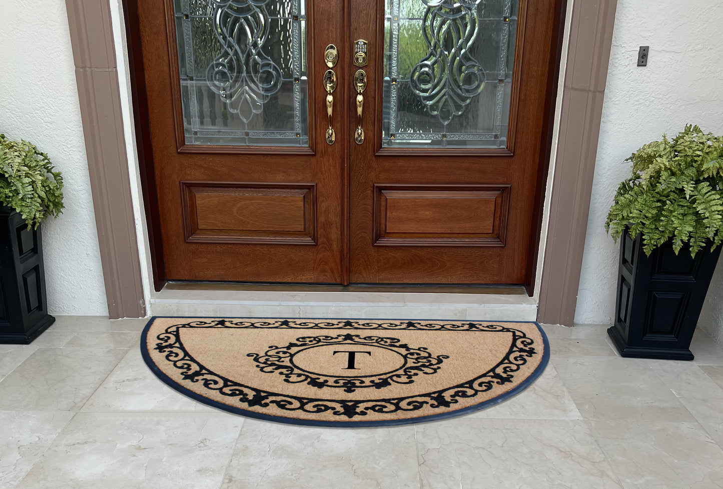 A1HC Natural Coir & Rubber Hand Flocked Large Monogrammed Thick Door Mat 36"x72" Entrance Doormats
