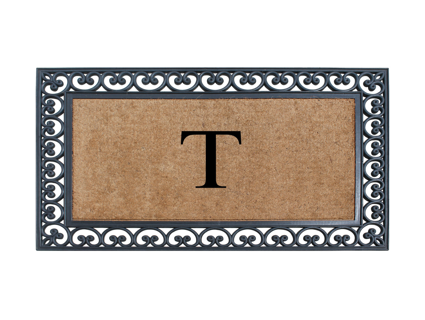 A1HC Natural Rubber & Coir 30x48, Monogrammed Doormat For Outdoor Entrance, Anti-Shed Treated Mat