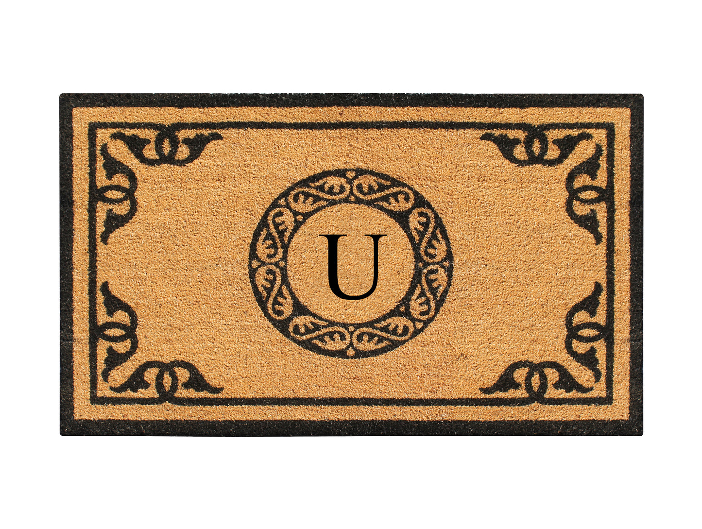 A1HC Natural Coir Door Mat 24x39, Anti-Shed Treated Durable Doormat for Outdoor Entrance Monogrammed