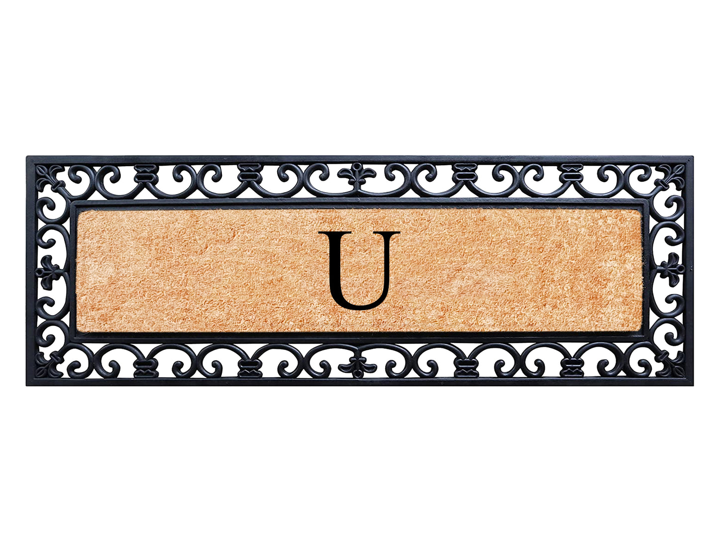 A1HC Rubber Coir Doormat For Outdoor Entrance, Anti-Shed Treated Front Door Mat 18x48, Monogrammed