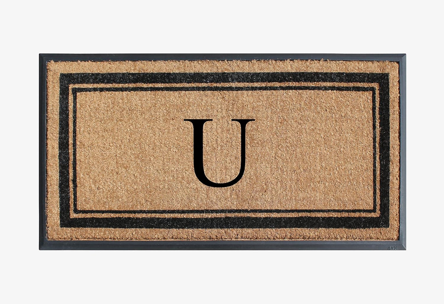A1HC Natural Rubber Coir Outdoor Doormat 24x48 Monogrammed Anti-Shed Treated Durable Front Door Mat