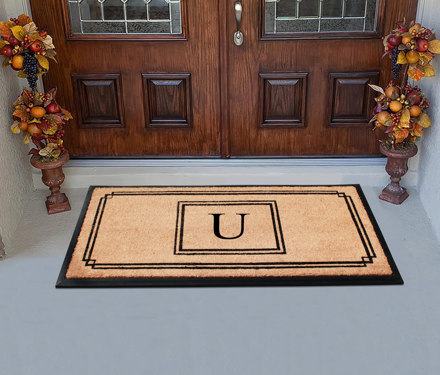 A1HC Natural Coir Monogrammed Heavy Duty Entrance Door Mat 24X48, Anti-Shed Treated Durable Doormat