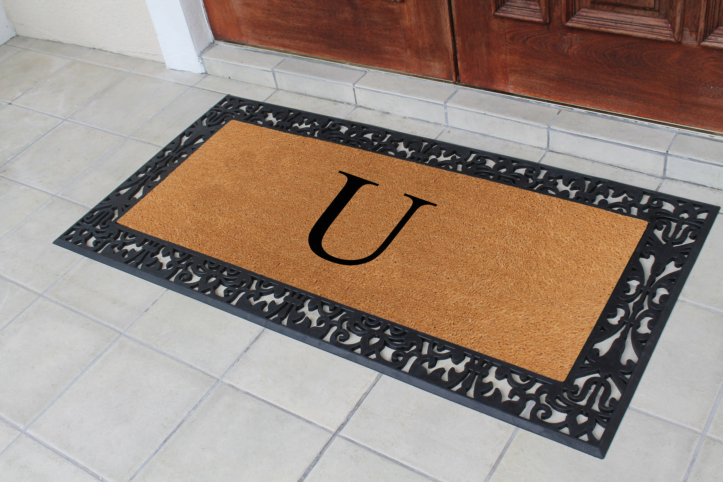 A1HC Natural Coir Monogrammed Outdoor Entrance Door Mat 30X60, Anti-Shed Treated Durable Doormat