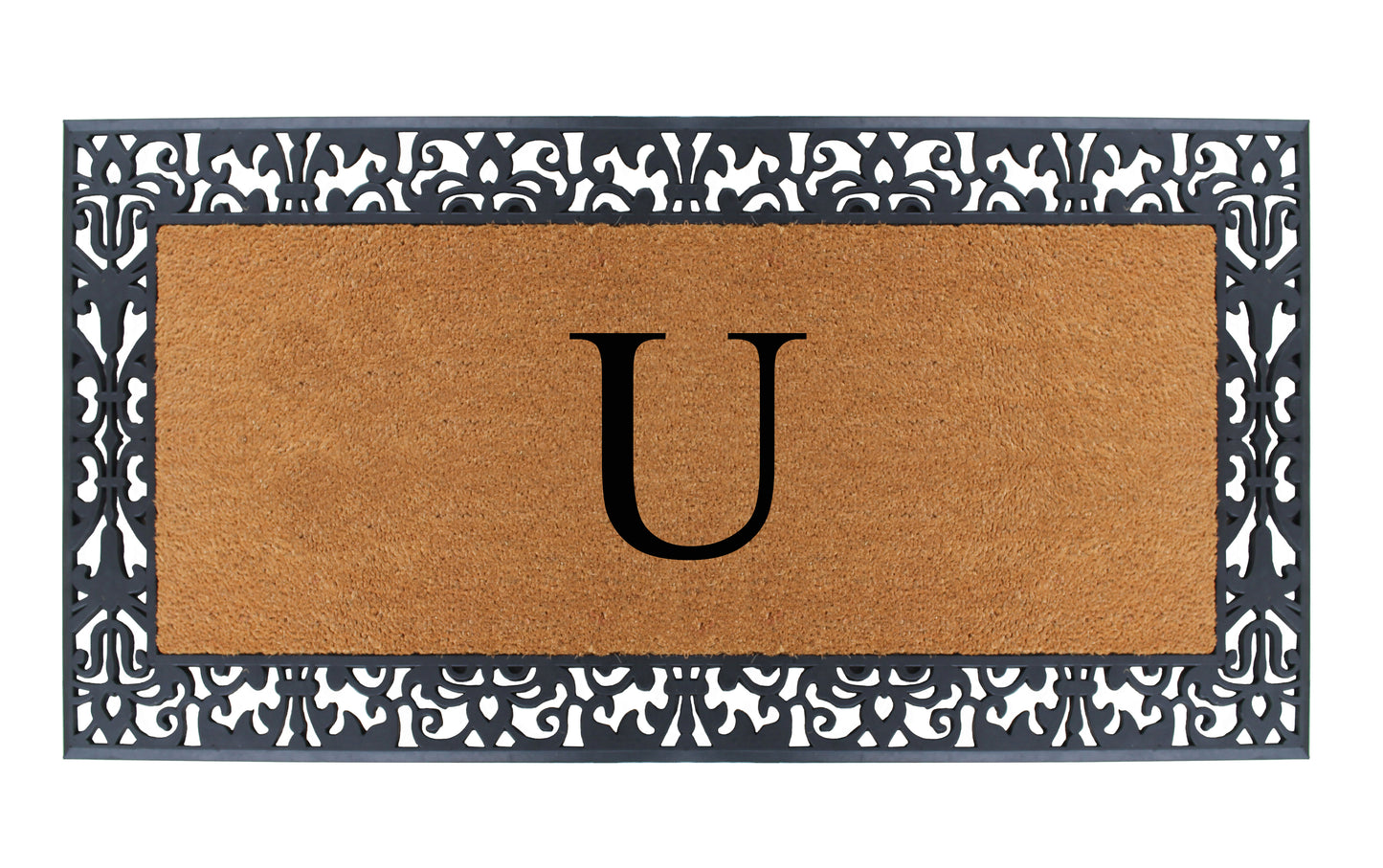 A1HC Natural Coir Monogrammed Outdoor Entrance Door Mat 30X60, Anti-Shed Treated Durable Doormat