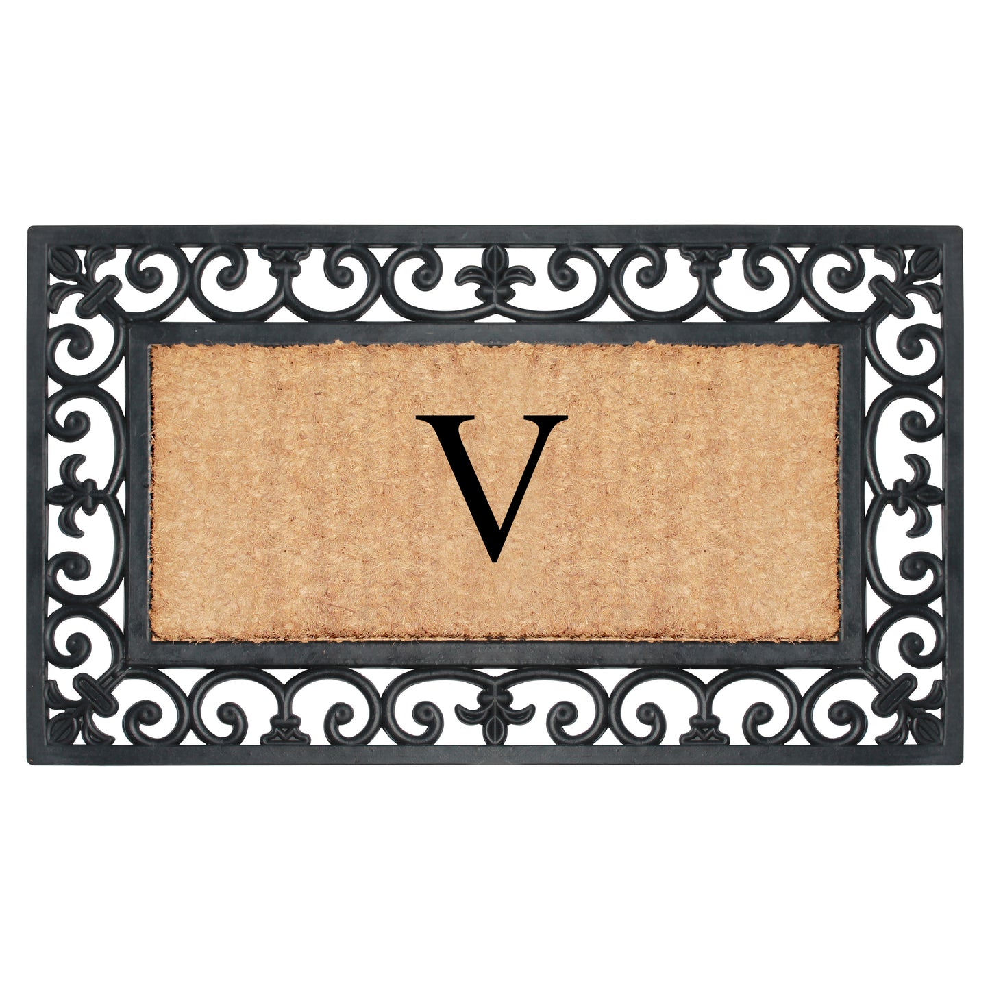 A1HC Natural Rubber & Coir 18x30, Monogrammed Doormat For Outdoor Entrance, Anti-Shed Treated Mat