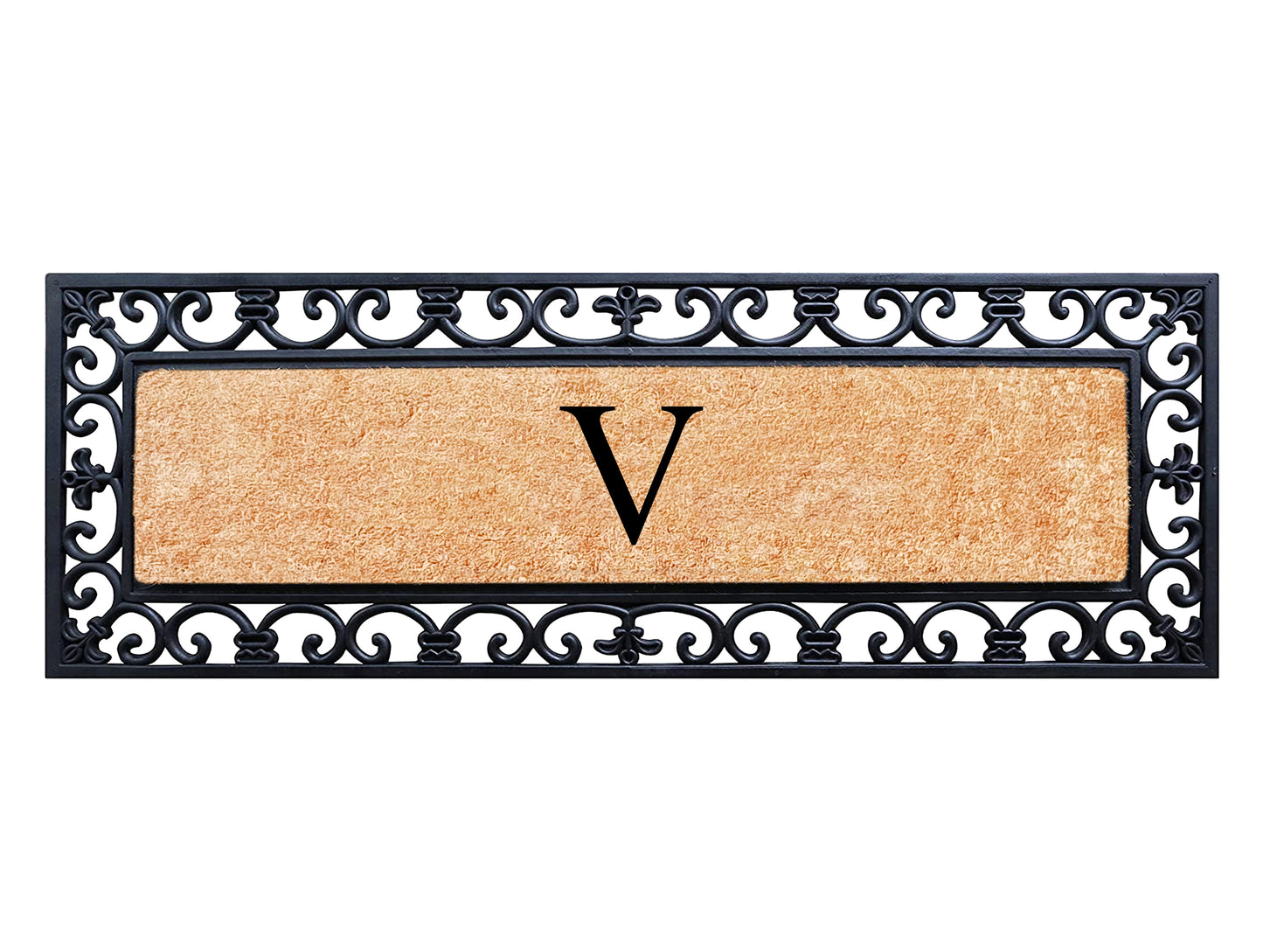 A1HC Rubber Coir Doormat For Outdoor Entrance, Anti-Shed Treated Front Door Mat 18x48, Monogrammed