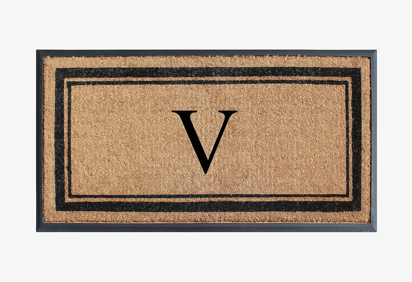 A1HC Natural Rubber Coir Outdoor Doormat 24x48 Monogrammed Anti-Shed Treated Durable Front Door Mat